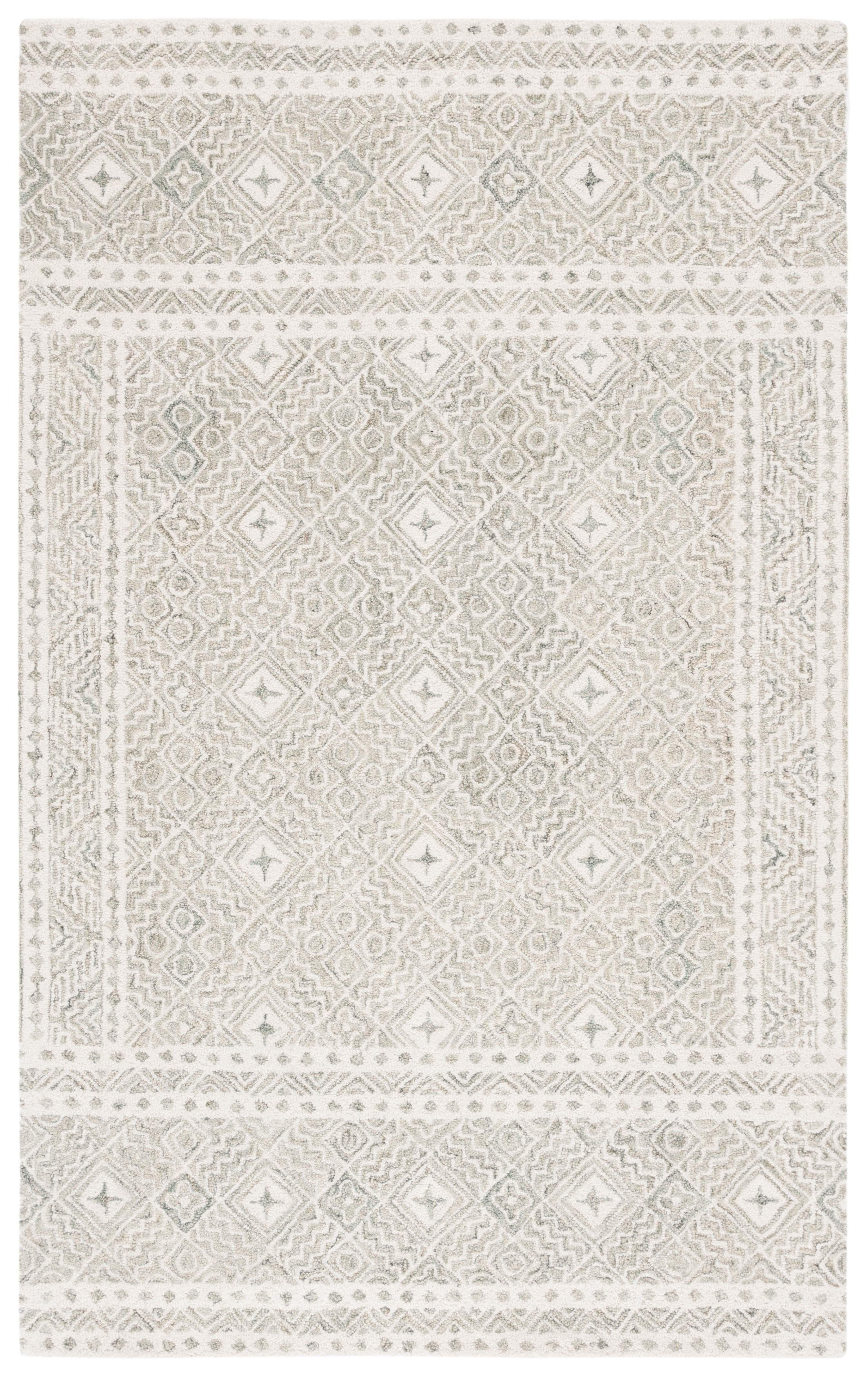 SAFAVIEH Micro-Loop Aditya Geometric Area Rug, Silver/Ivory, 4' x 6'