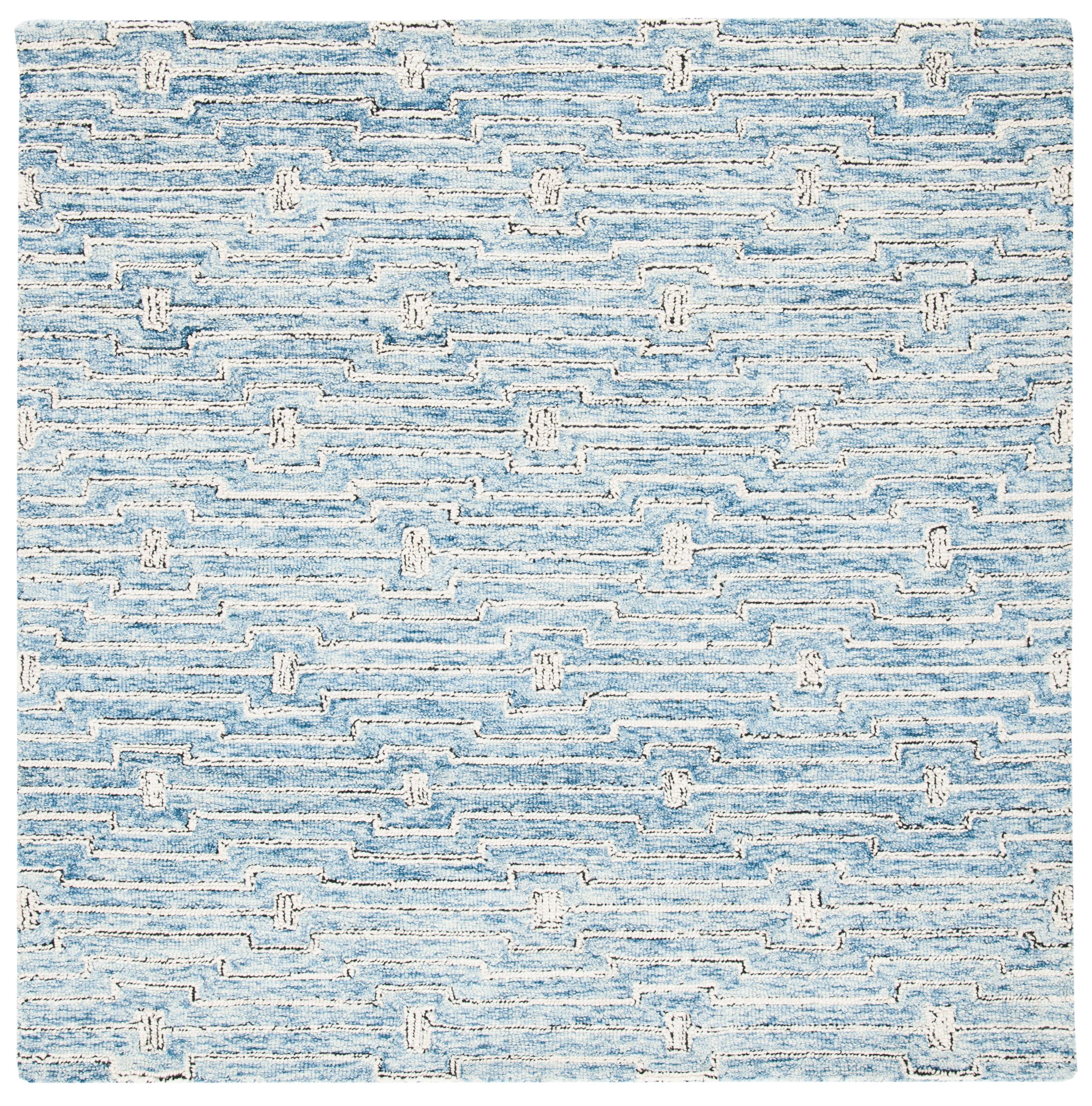 Micro-Loop MLP178 Hand Tufted Area Rug - Light Blue/Ivory - 5'x5' - Safavieh.