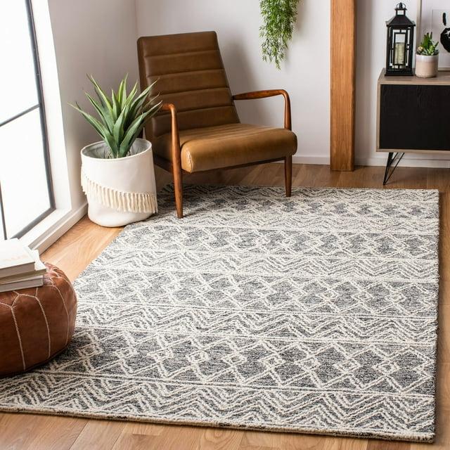 Micro-Loop MLP203 Hand Tufted Indoor Area Rug - Ivory/Black - 5'x5' - Safavieh