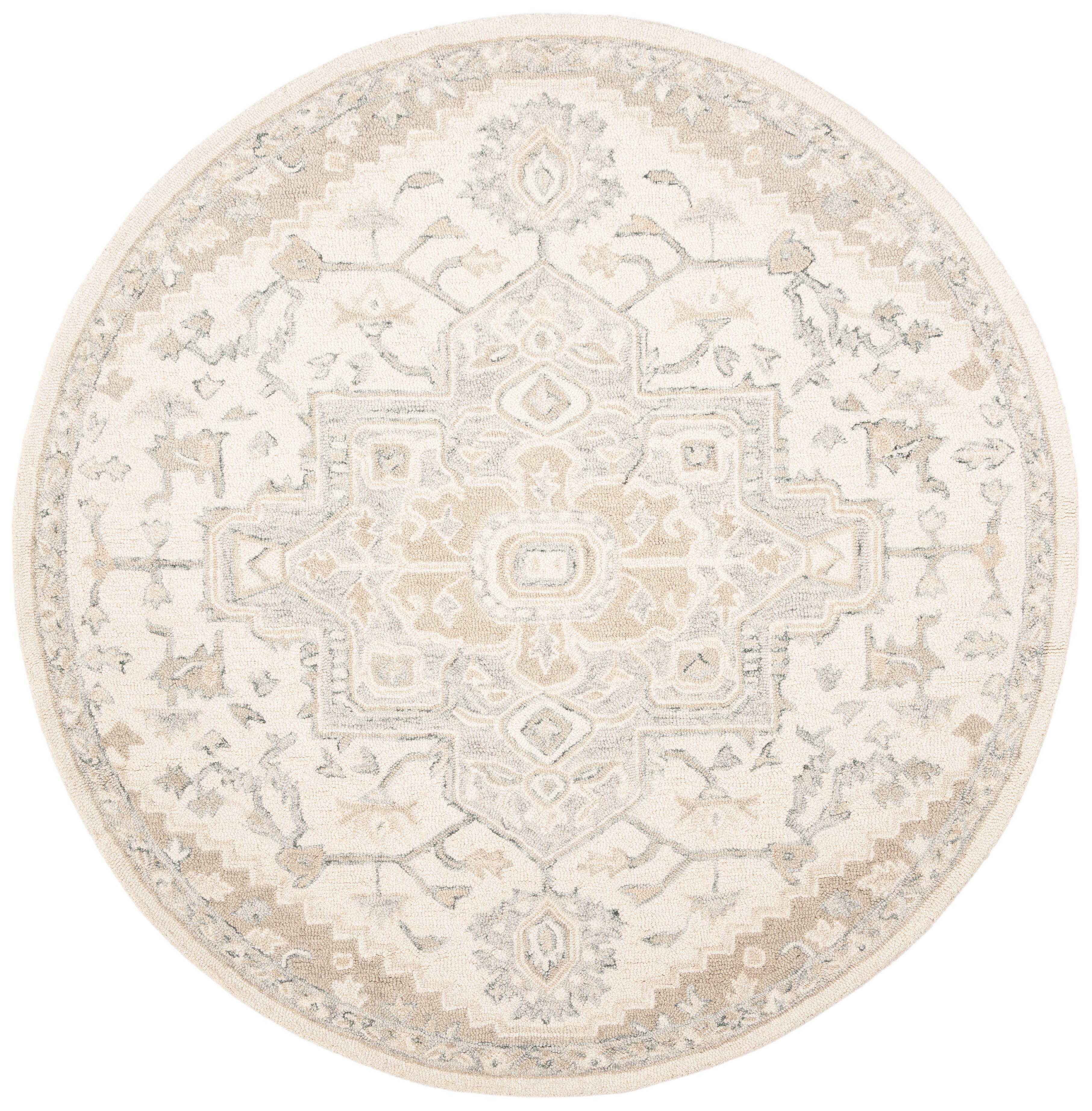Micro-Loop MLP503 Hand Tufted Indoor Accent Rug - Ivory/Beige - 3' Round - Safavieh