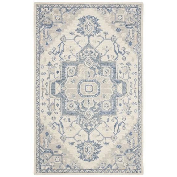 SAFAVIEH Micro-Loop Braylon Floral Area Rug, Ivory/Blue, 2'6" x 4'