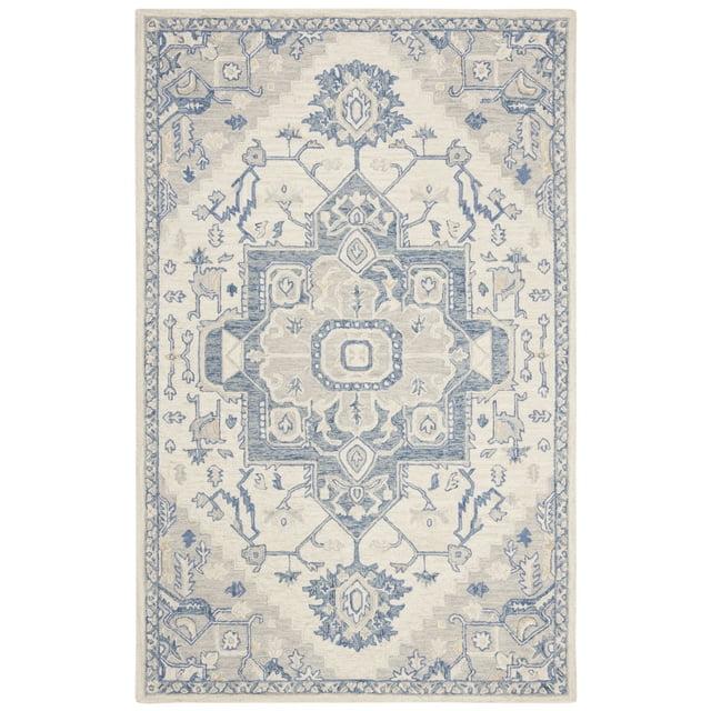 SAFAVIEH Micro-Loop Braylon Floral Area Rug, Ivory/Blue, 2'6" x 4'