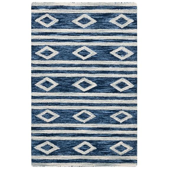 Micro-Loop MLP153 Hand Tufted Indoor Accent Rug - Navy/Ivory - 2'6"x4' - Safavieh