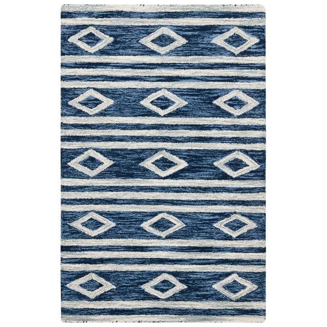 Micro-Loop MLP153 Hand Tufted Indoor Accent Rug - Navy/Ivory - 2'6"x4' - Safavieh