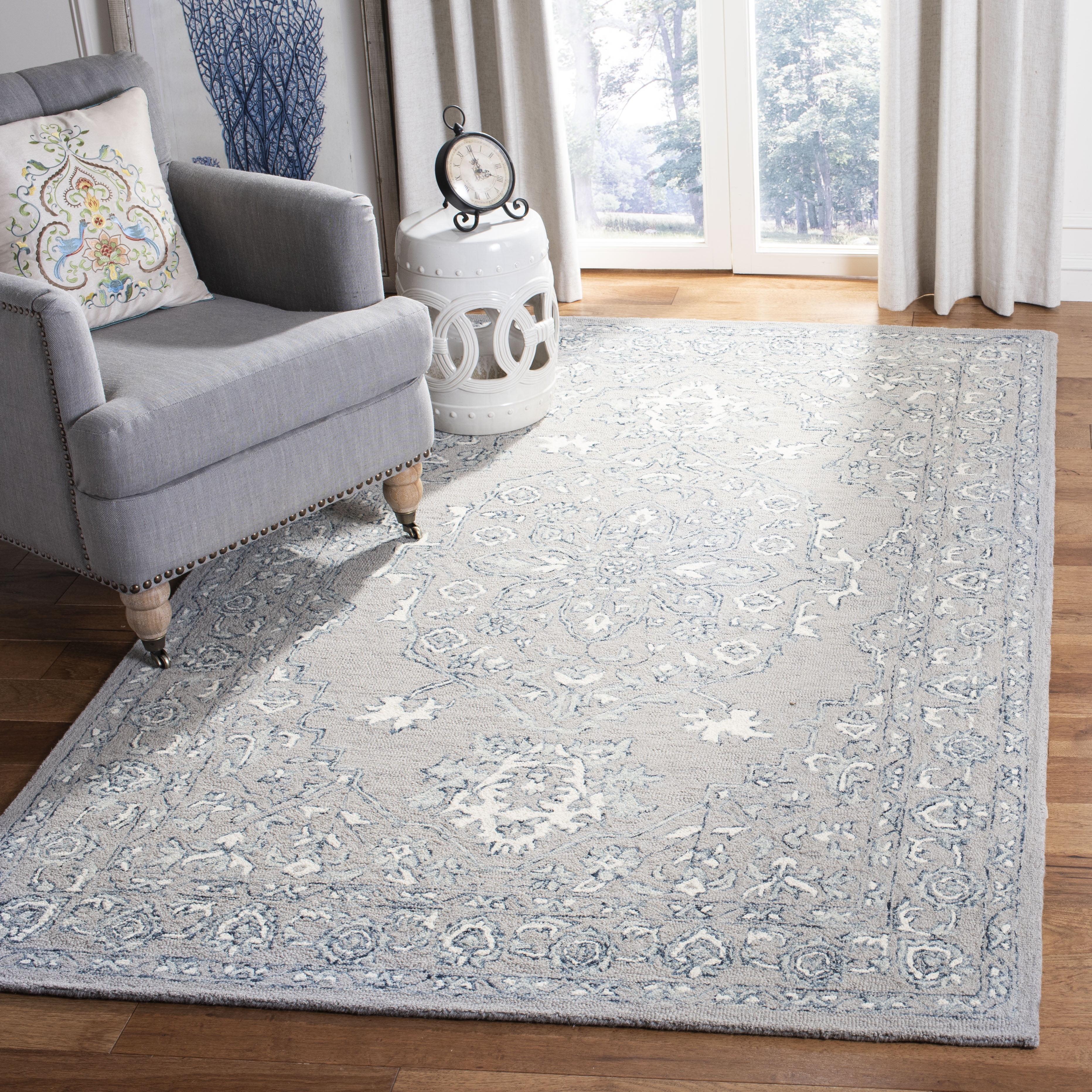 Micro-Loop MLP504 Hand Tufted Indoor Accent Rug - Light Grey/Ivory - 4'x6' - Safavieh
