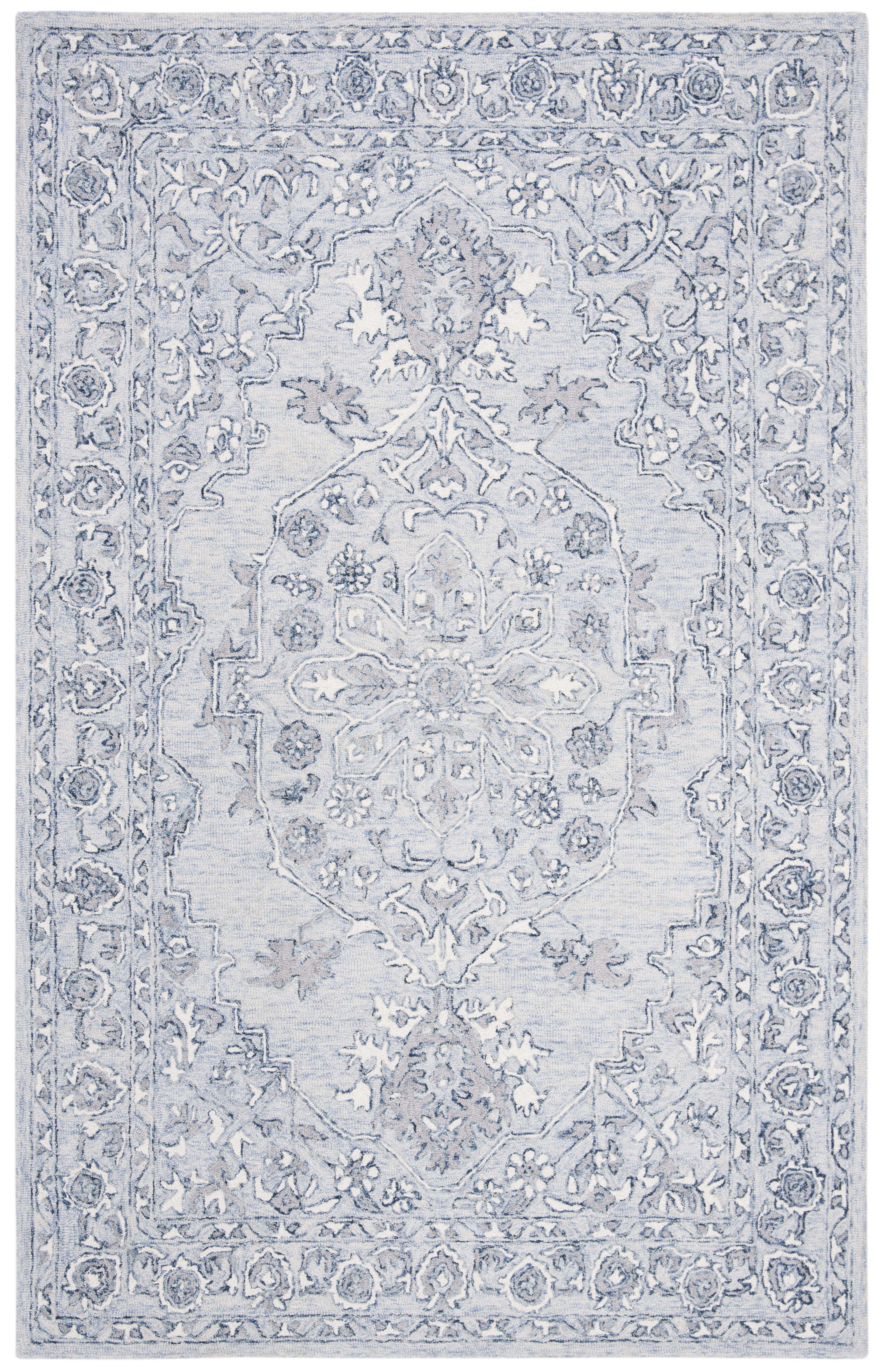 Micro-Loop MLP504 Hand Tufted Indoor Accent Rug - Light Blue/Ivory - 2'6"x4' - Safavieh