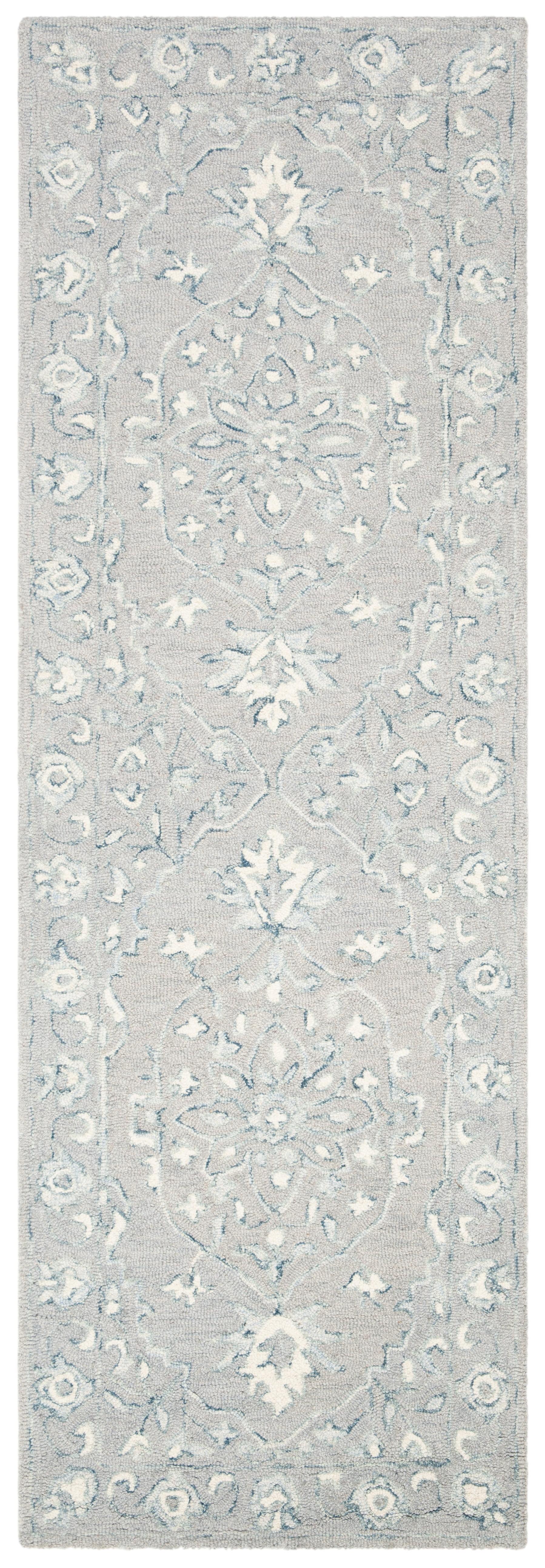 Micro-Loop MLP504 Hand Tufted Indoor Runner Rug - Light Grey/Ivory - 2'3"x9' - Safavieh