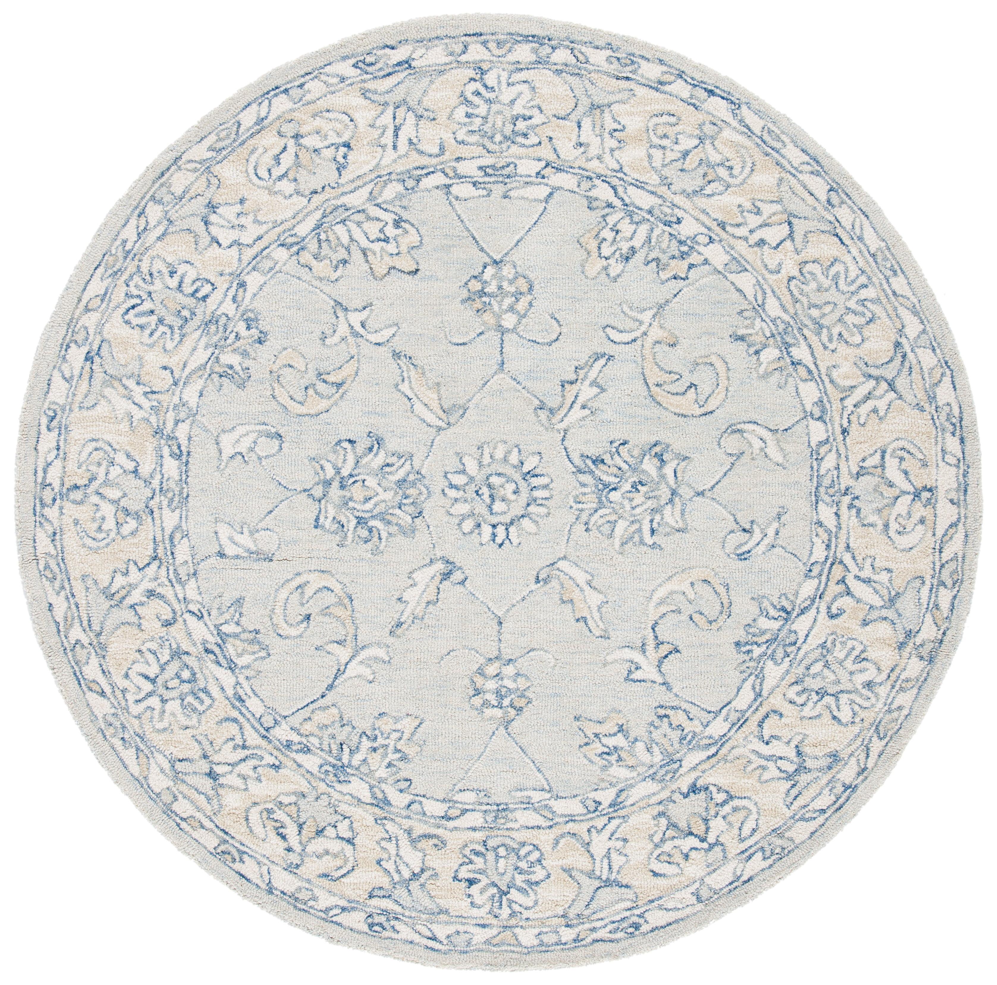 Micro-Loop MLP535 Hand Tufted Area Rug - Blue/Beige - 5' round - Safavieh.
