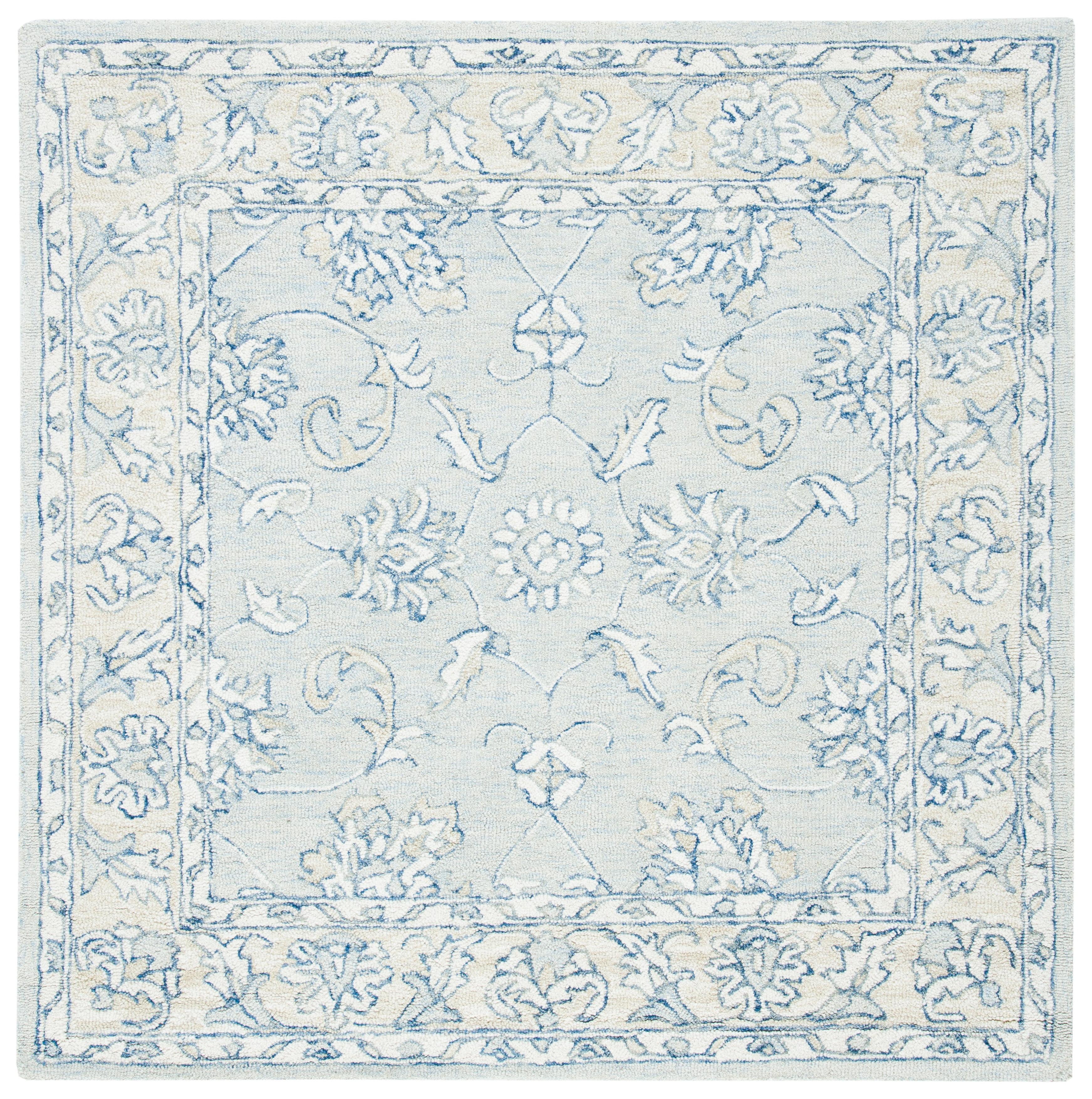 SAFAVIEH Micro-Loop Calista Oriental Area Rug, Blue/Beige, 7' x 7' Square