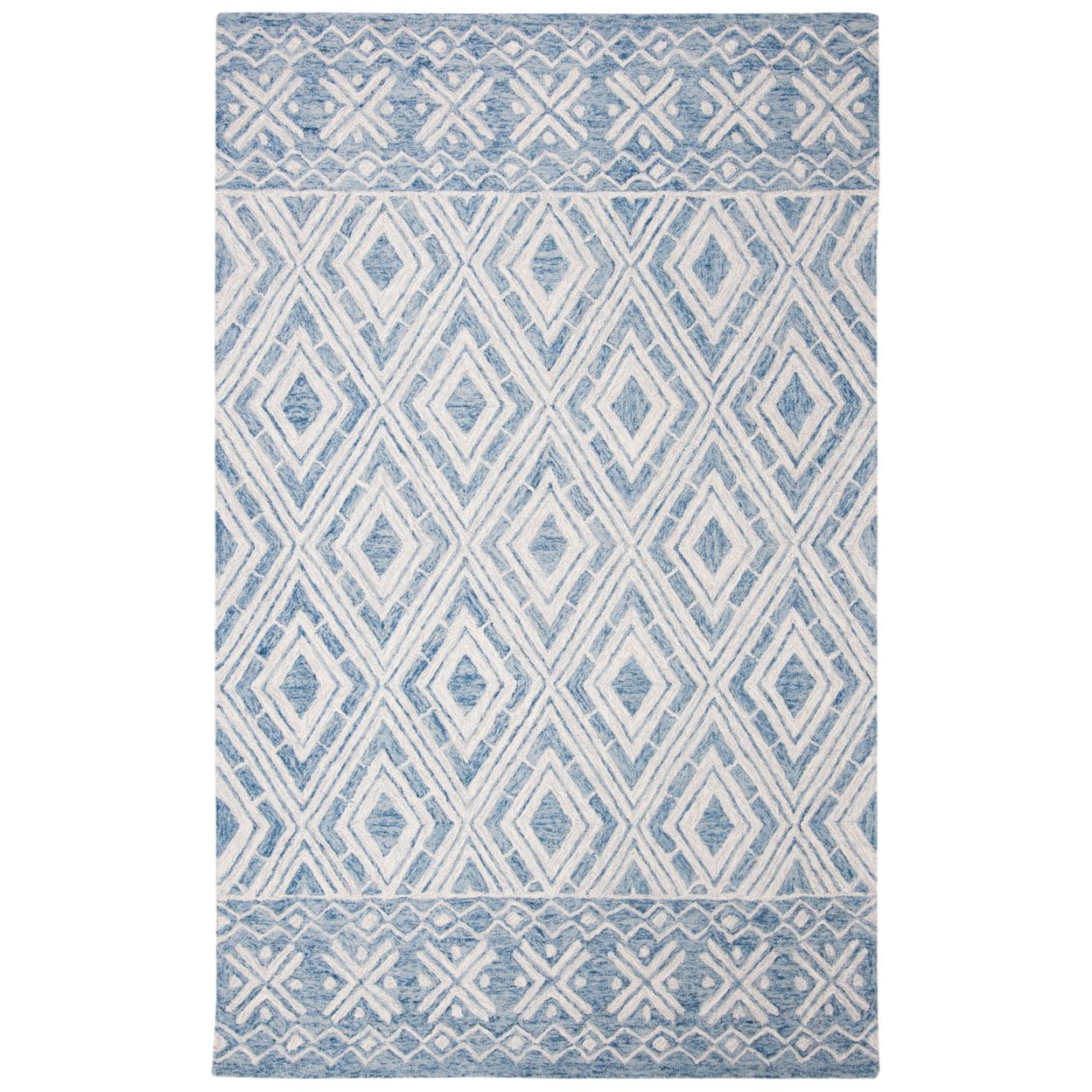 Micro-Loop MLP646 Hand Tufted Indoor Area Rug - Blue/Ivory - 5'x8' - Safavieh