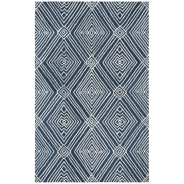 Micro-Loop MLP608 Hand Tufted Indoor Accent Rug - Navy/Ivory - 4'x6' - Safavieh