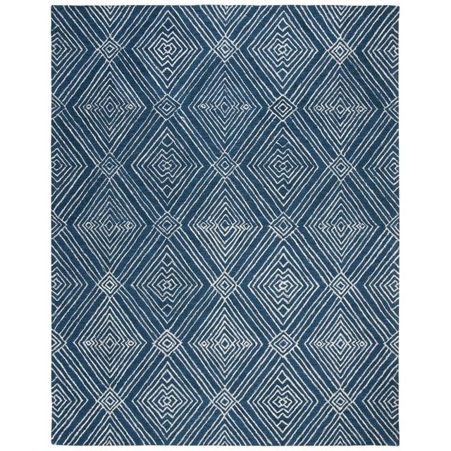 SAFAVIEH Micro-Loop Colton Geometric Diamonds Area Rug, Navy/Ivory, 8' x 10'