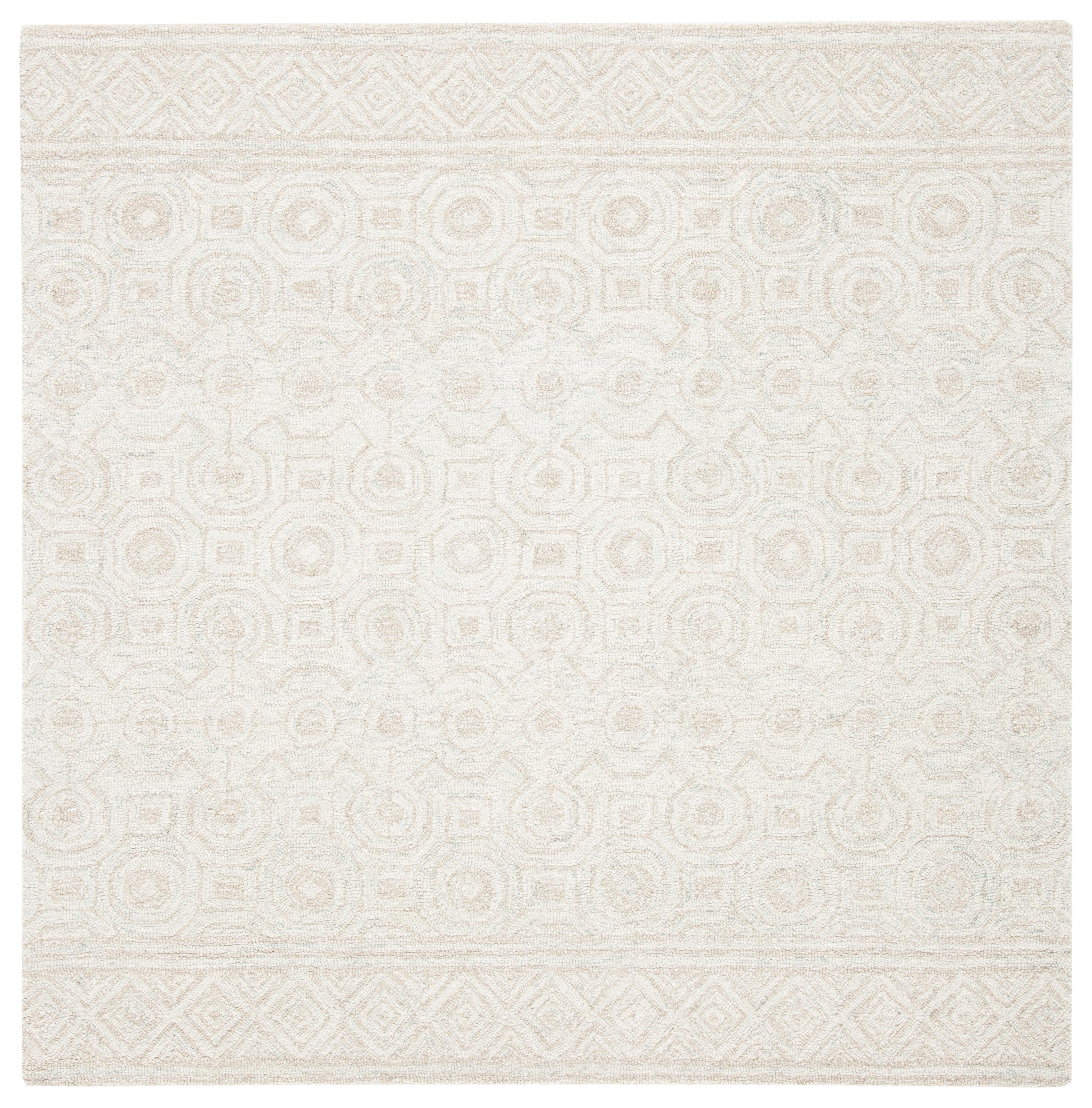 Micro-Loop MLP950 Hand Tufted Indoor Area Rug - Ivory/Light Green - 5'x5' - Safavieh