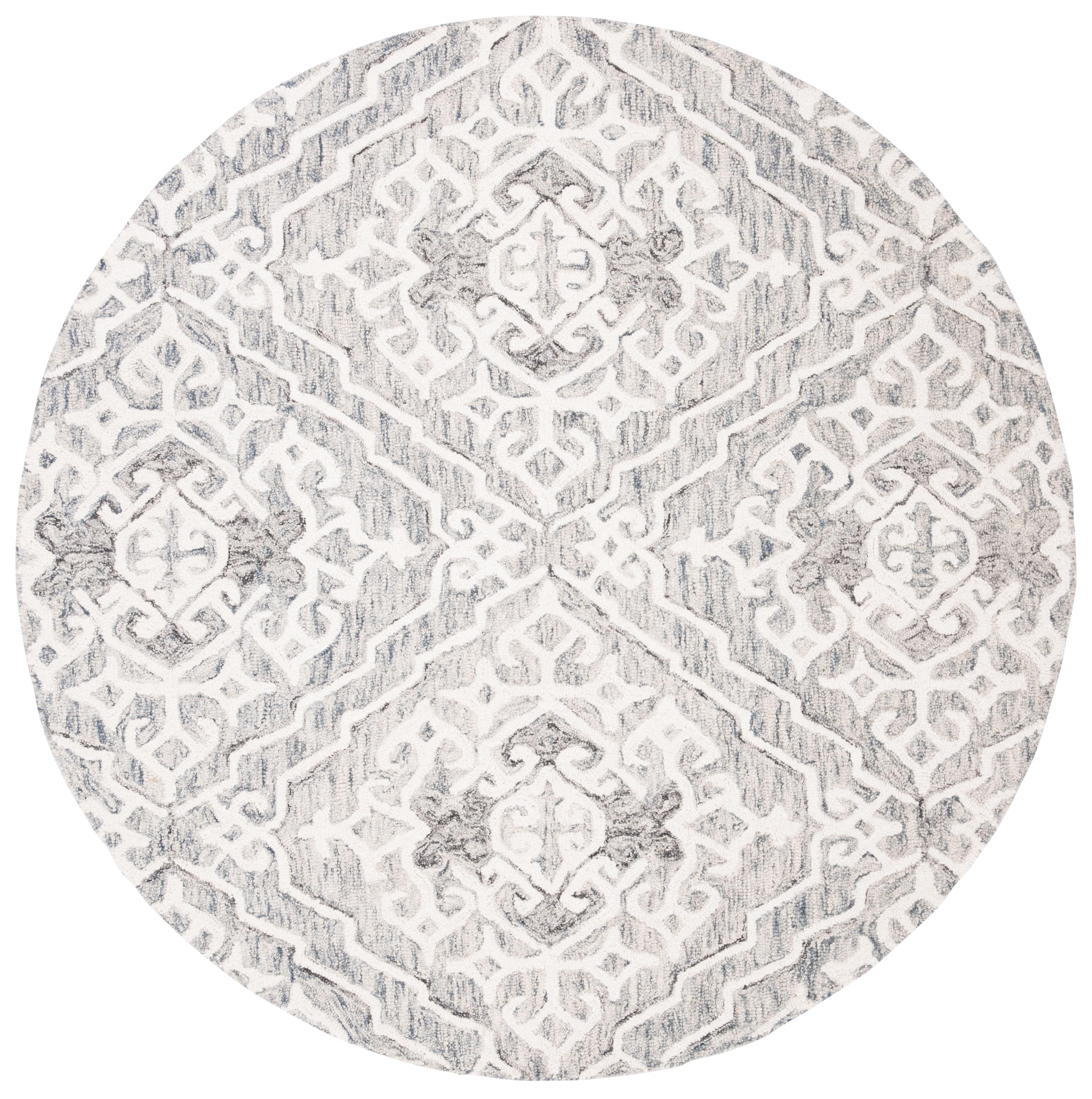 Micro-Loop MLP905 Hand Tufted Area Rug - Grey/Ivory - 5' round - Safavieh.