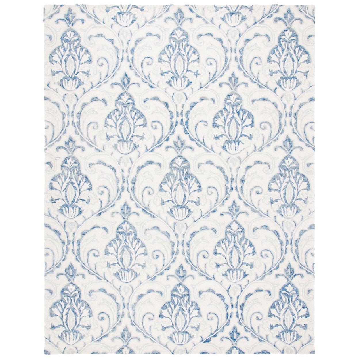 SAFAVIEH Micro-Loop Cornelius Floral Area Rug, Ivory/Blue, 10' x 14'