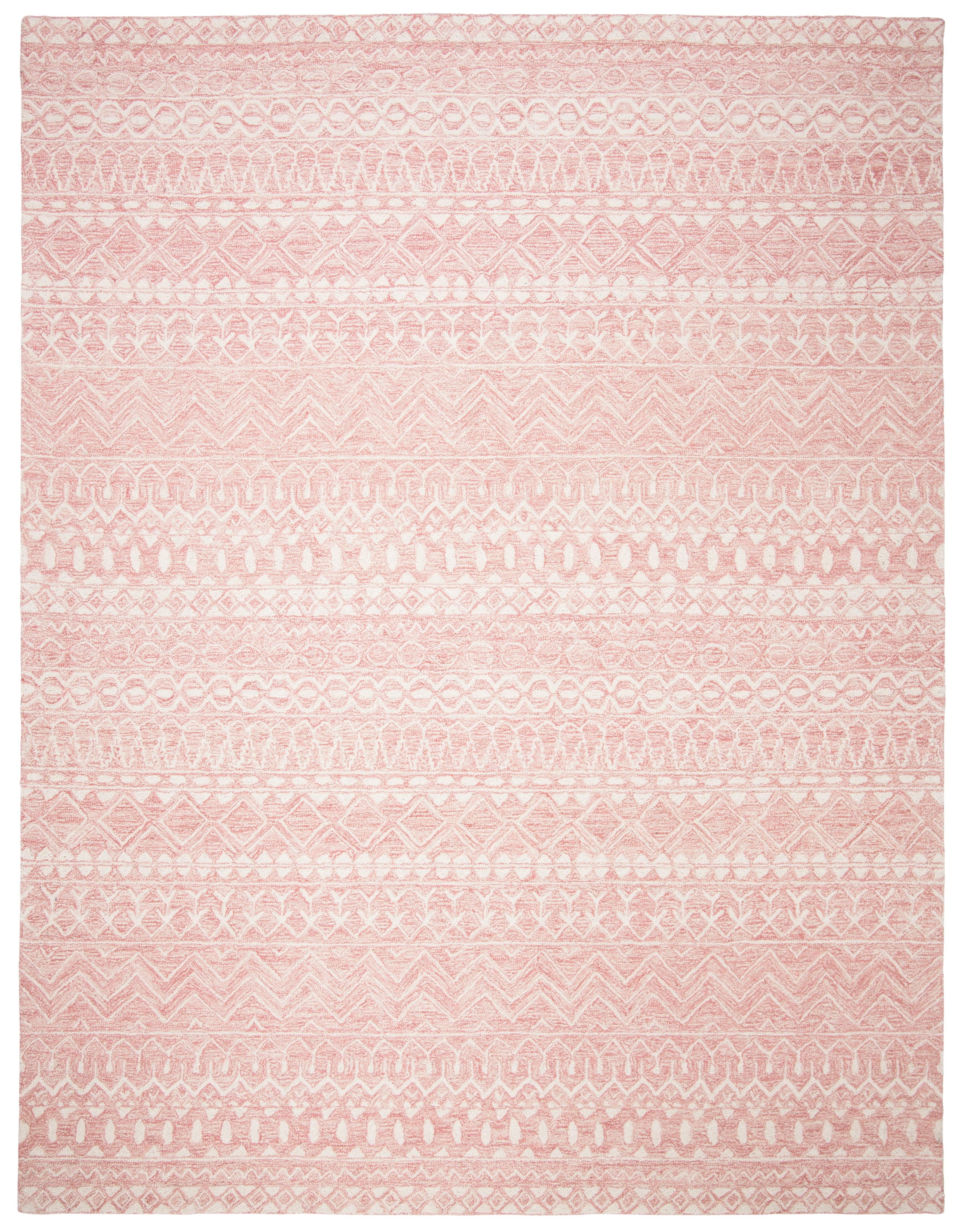 SAFAVIEH Micro-Loop Daithi Geometric Area Rug, Pink/Ivory, 10' x 14'