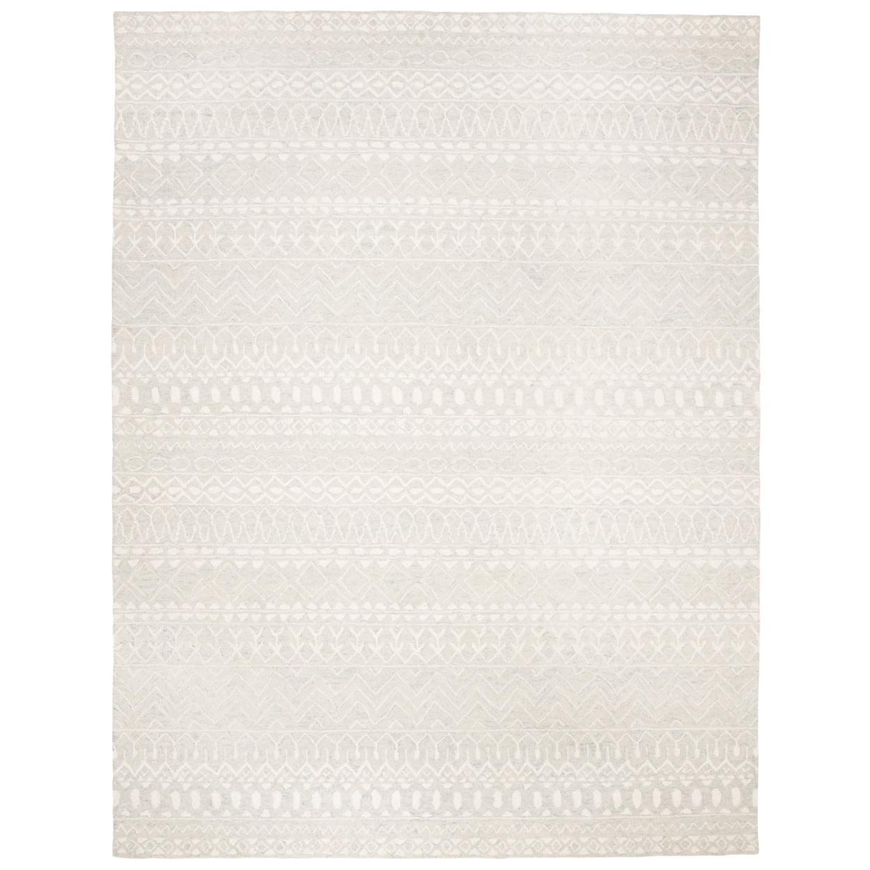 SAFAVIEH Micro-Loop Daithi Geometric Aztec Wool Area Rug, Aqua/Ivory, 9' x 12'