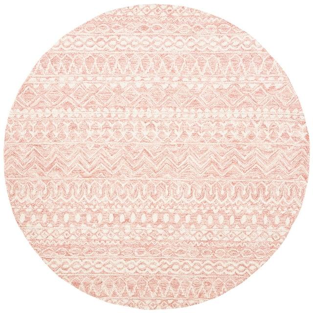 Micro-Loop MLP502 Hand Tufted Indoor Area Rug - Pink/Ivory - 5' Round - Safavieh