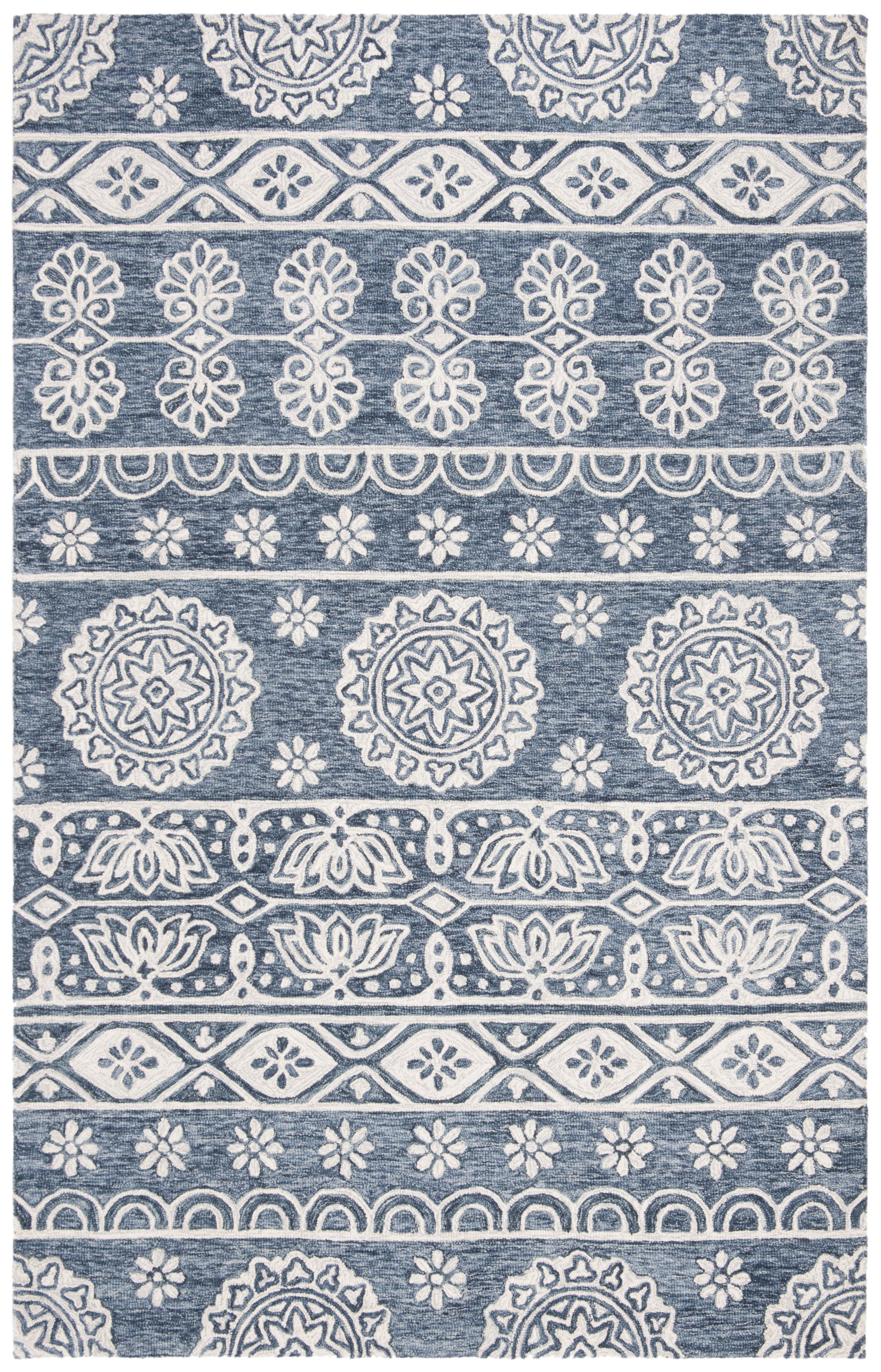 Micro-Loop MLP607 Hand Tufted Area Rug - Blue/Ivory - 5'x8' - Safavieh.