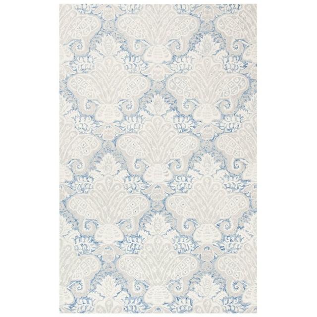 Micro-Loop MLP539 Hand Tufted Indoor Area Rug - Blue/Ivory - 5'x8' - Safavieh