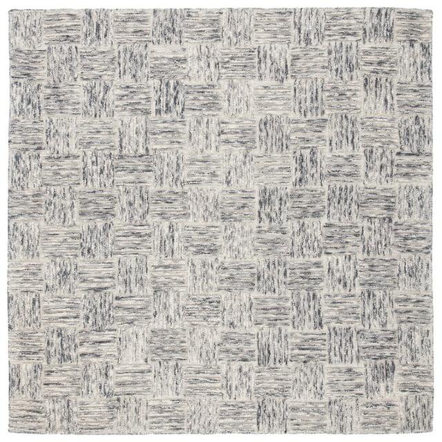 SAFAVIEH Micro-Loop Edythe Geometric Area Rug, Grey, 5' x 5' Square
