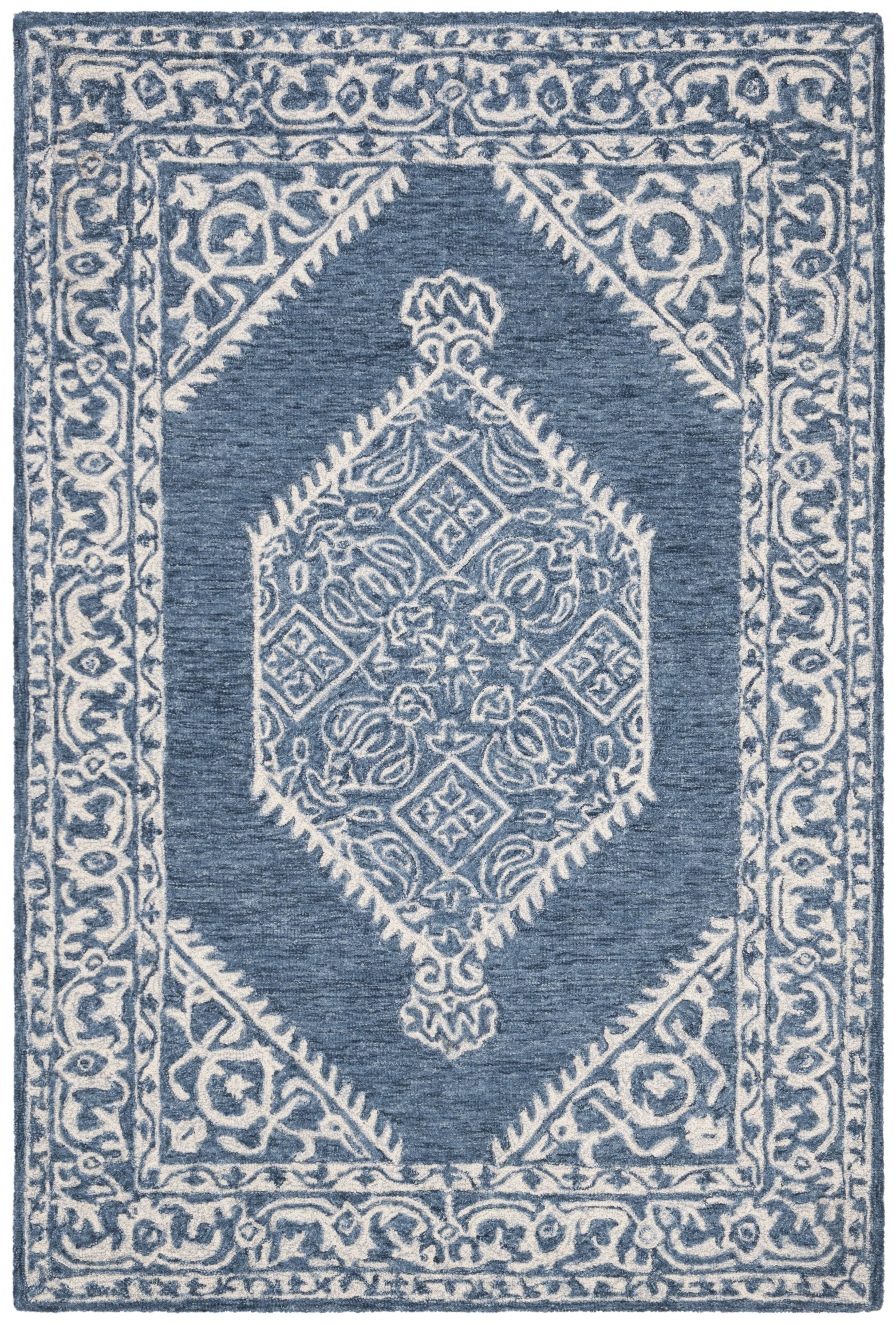 Micro-Loop MLP605 Hand Tufted Area Rug - Blue/Ivory - 4'x6' - Safavieh.