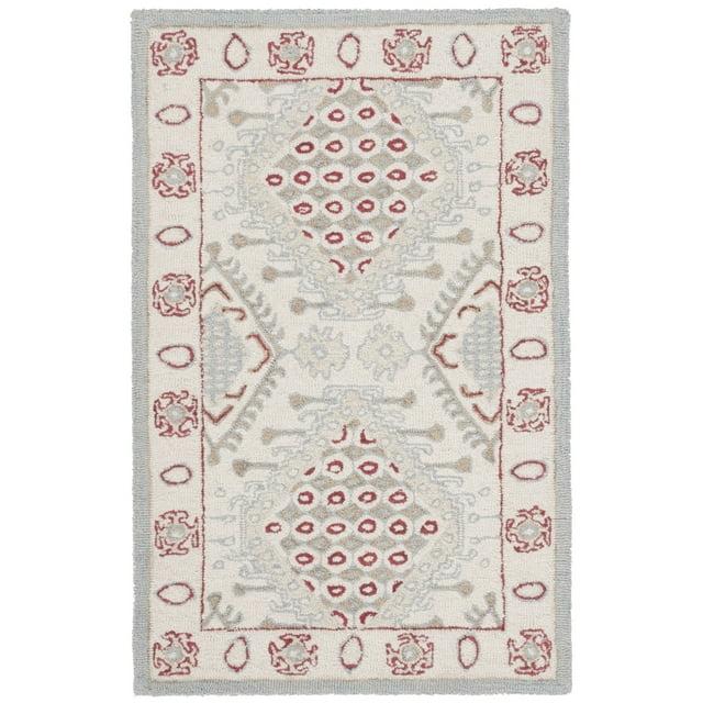 Micro-Loop MLP511 Hand Tufted Indoor Accent Rug - Ivory/Red - 2'6"x4' - Safavieh