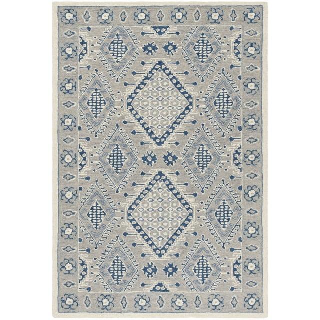 Micro-Loop MLP511 Hand Tufted Indoor Accent Rug - Light Grey/Blue - 4'x6' - Safavieh