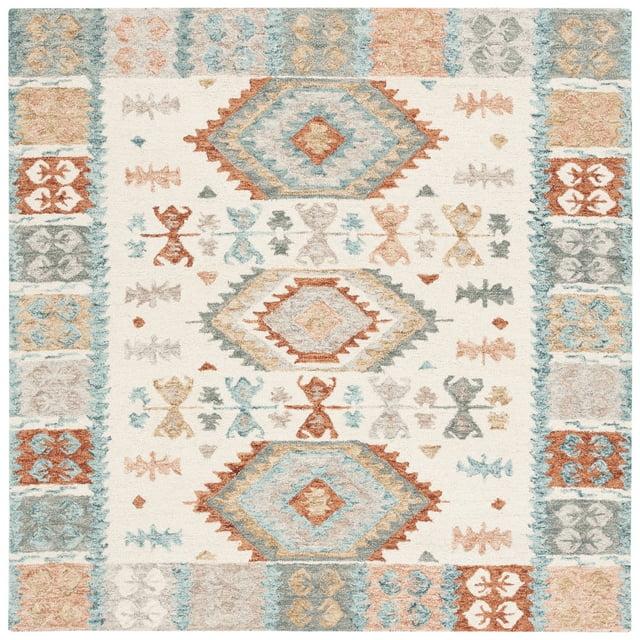 Micro-Loop MLP475 Hand Tufted Indoor Area Rug - Ivory/Blue - 6'x6' - Safavieh
