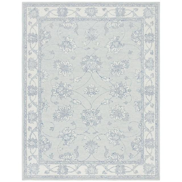 SAFAVIEH Micro-Loop Larry Oriental Area Rug, Light Blue/Ivory, 8' x 10'