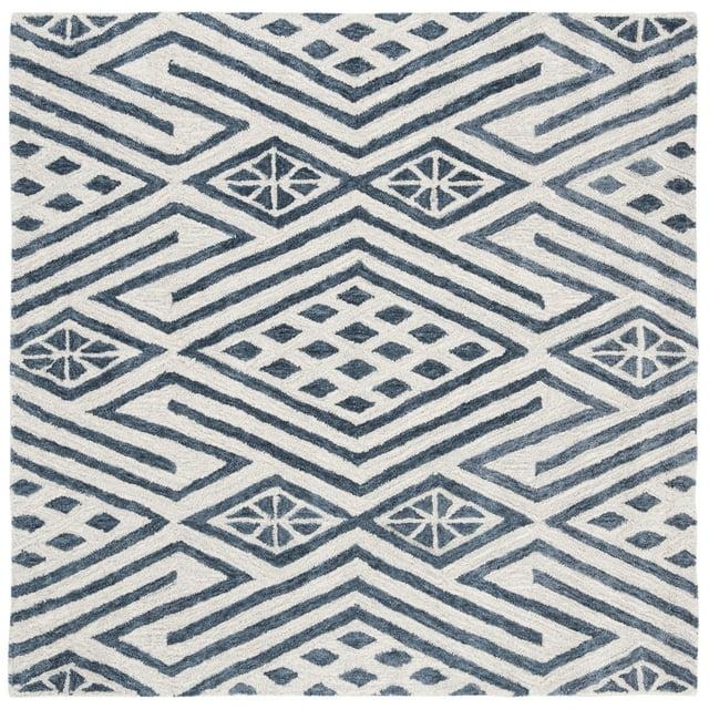 Micro-Loop MLP611 Hand Tufted Area Rug - Blue/Ivory - 5'x5' - Safavieh.