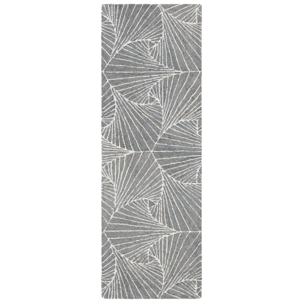 Elegant Gray Wool Handmade Tufted Runner Rug - 27" x 6"