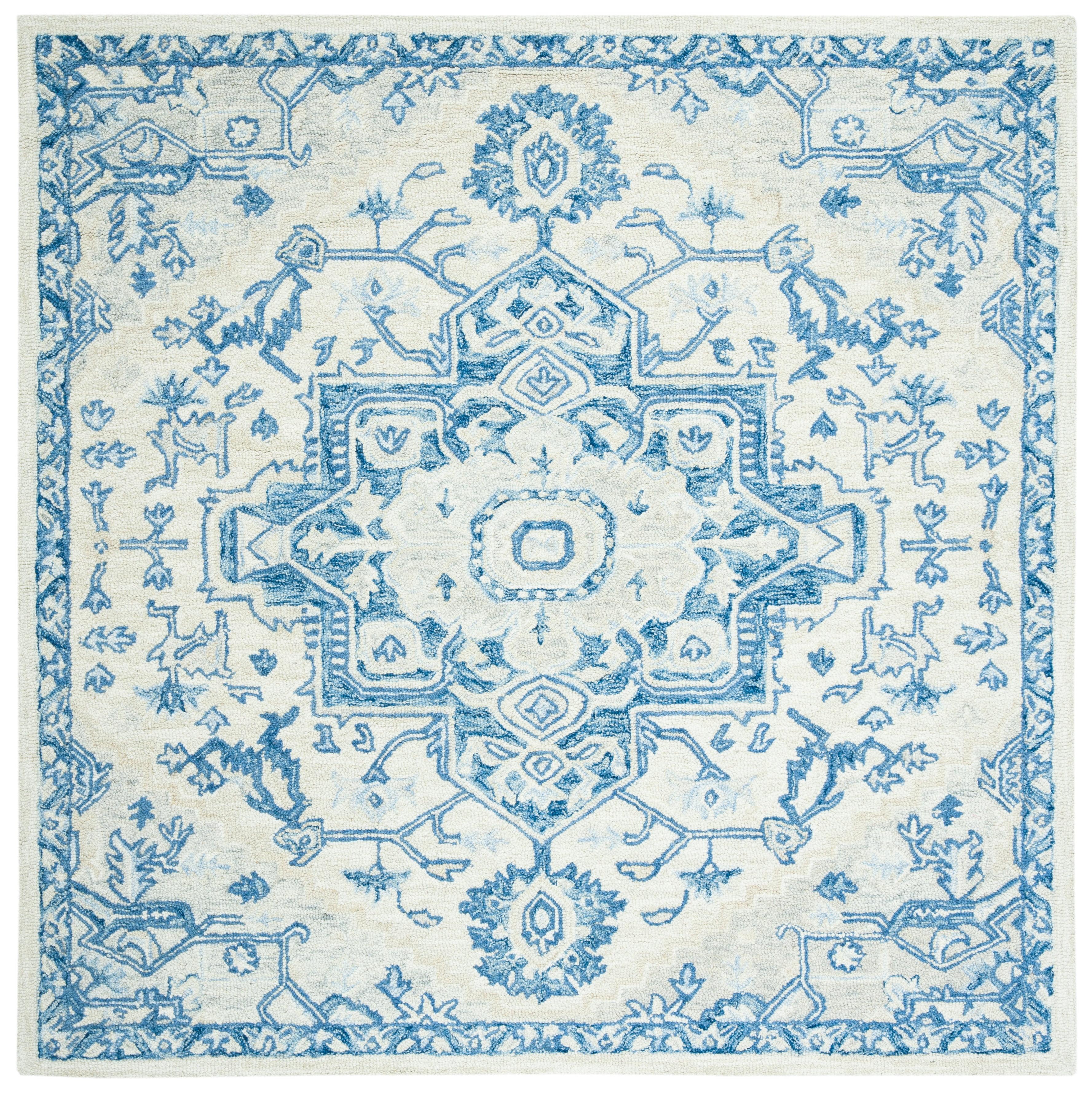 Micro-Loop MLP503 Hand Tufted Area Rug - Ivory/Blue - 9'x9' - Safavieh.