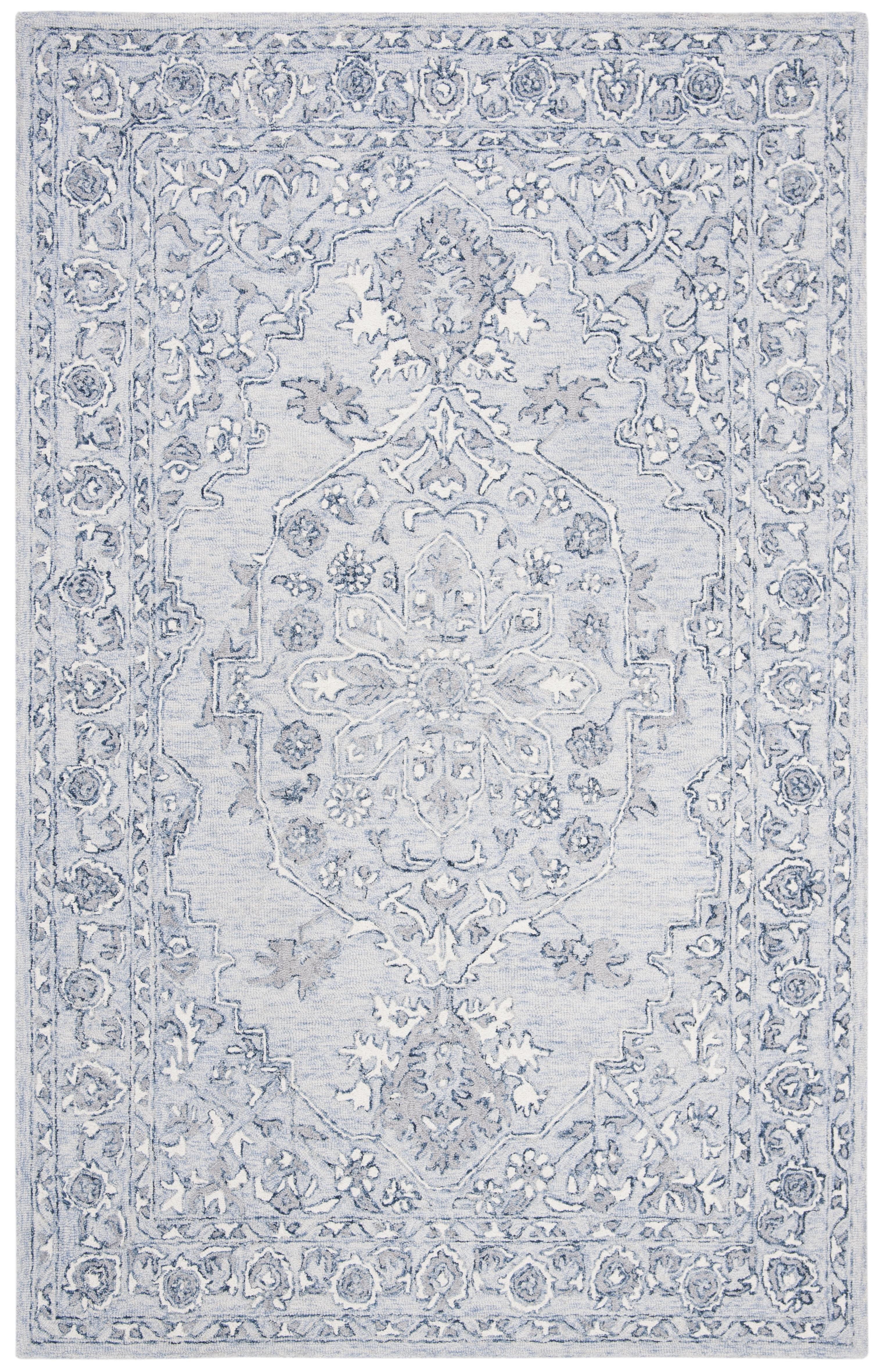 SAFAVIEH Micro-Loop Britton Oriental Area Rug, Light Blue/Ivory, 2'6" x 4'