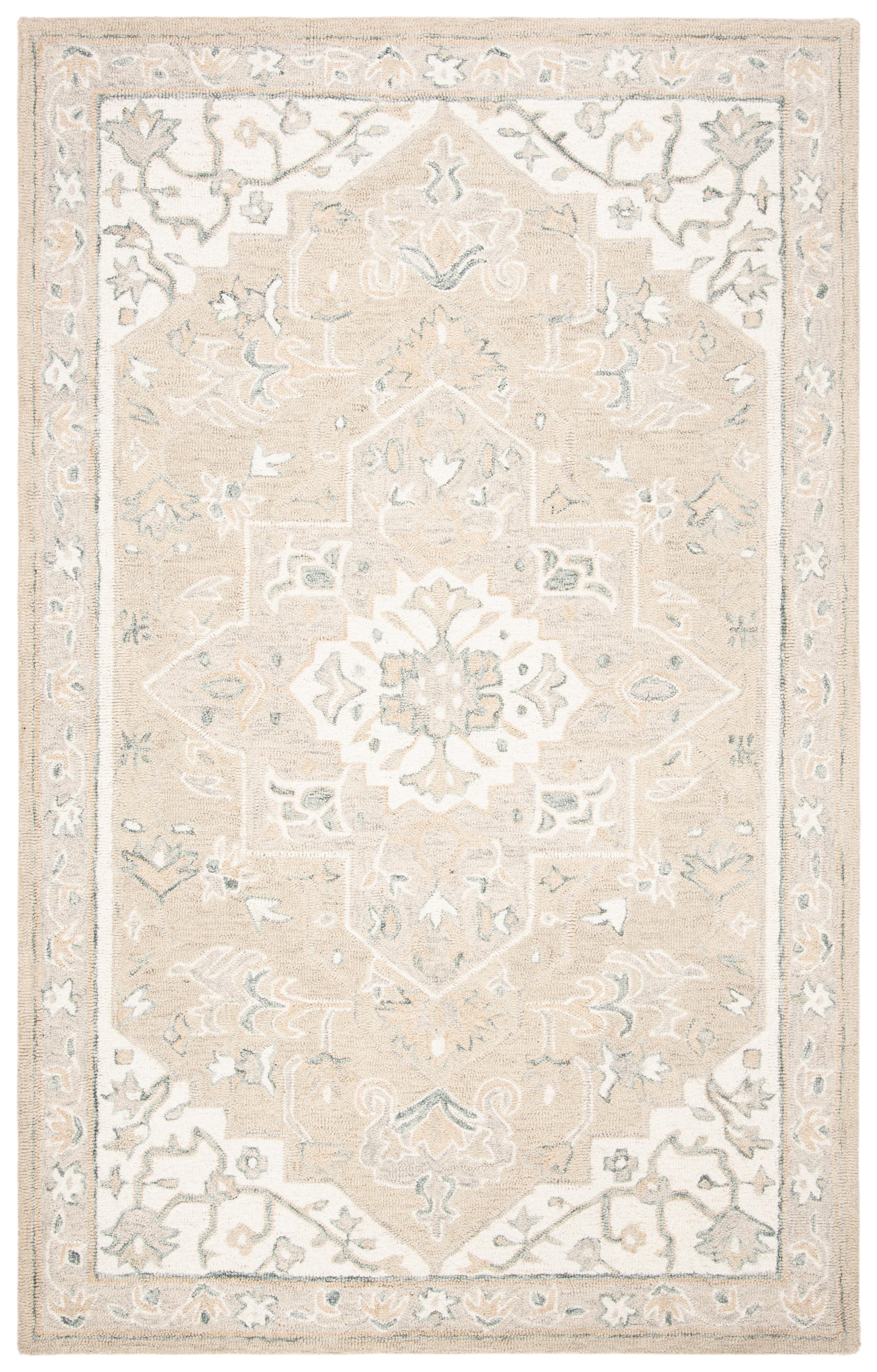 SAFAVIEH Micro-Loop Emilija Oriental Area Rug, Light Grey/Ivory, 2' x 3'