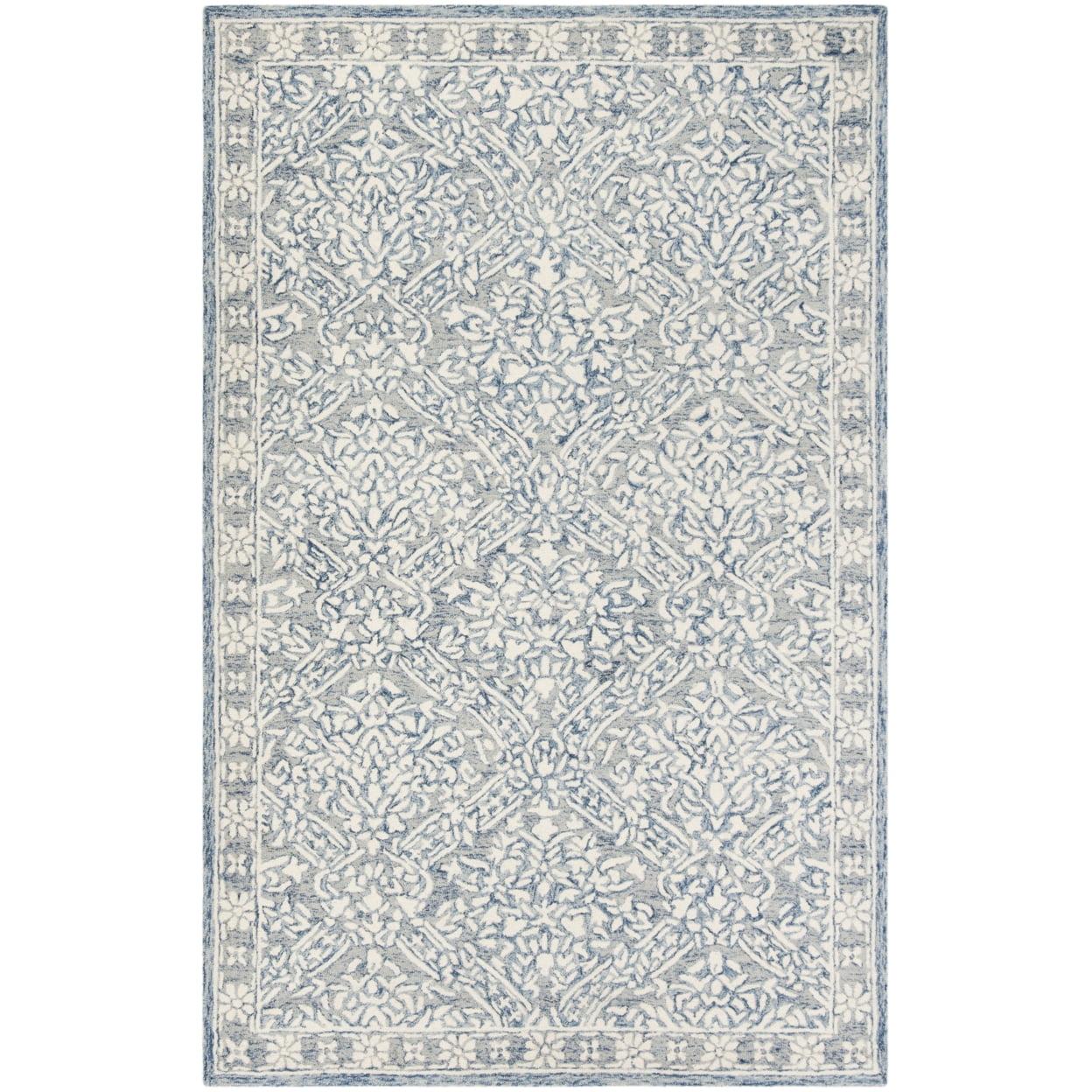 SAFAVIEH Micro-Loop MLP510M Handmade Blue / Ivory Rug