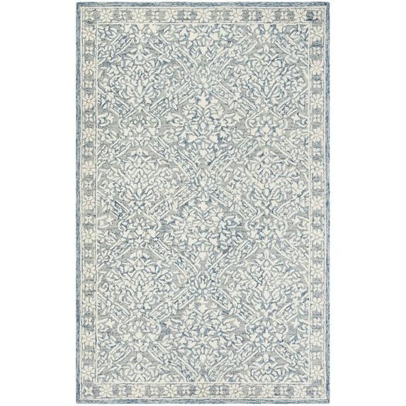 SAFAVIEH Micro-Loop Carmella Oriental Wool Area Rug, Blue/Ivory, 10' x 14'