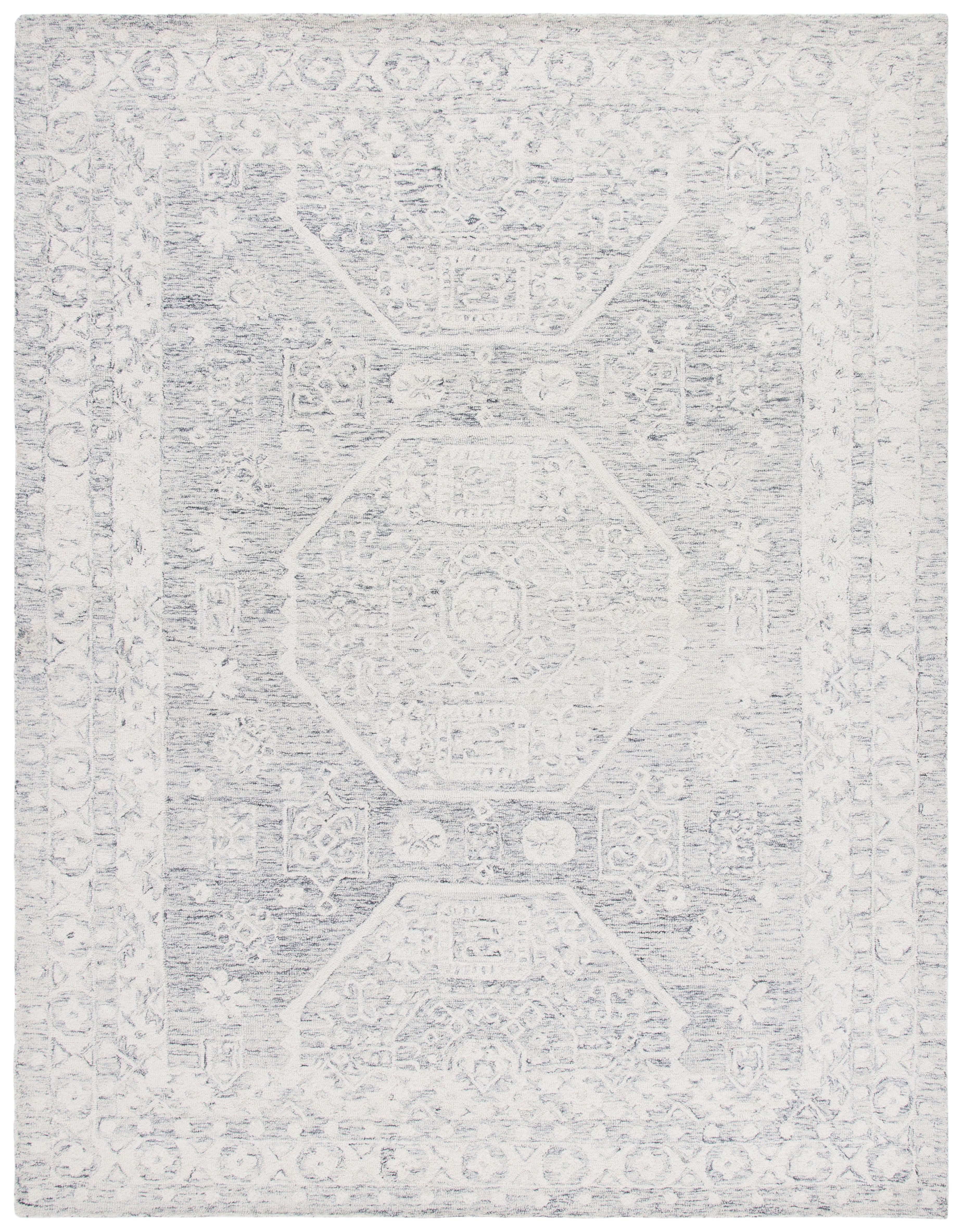 SAFAVIEH Micro-Loop Robina Floral Area Rug, Charcoal/Ivory, 10' x 14'