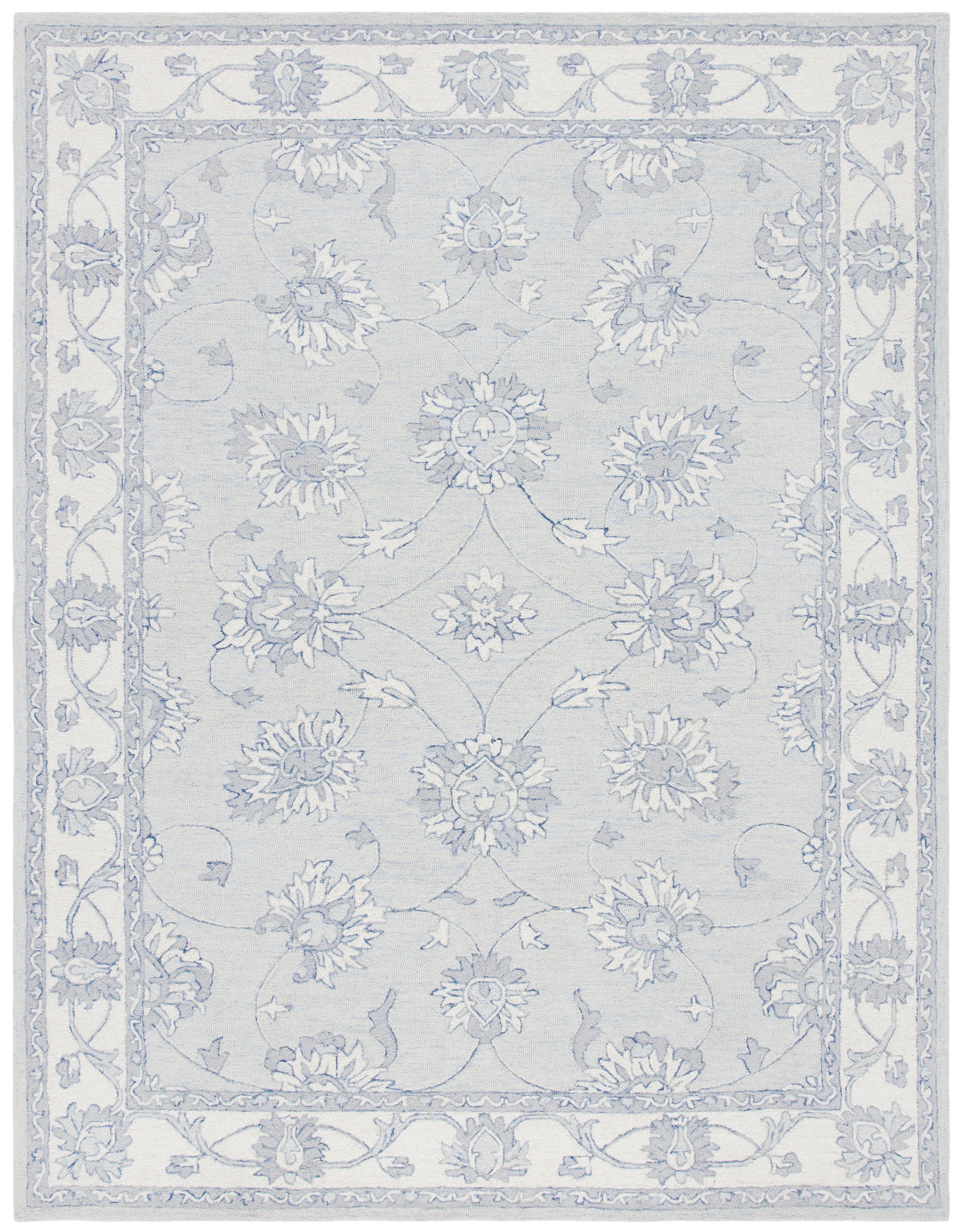SAFAVIEH Micro-Loop Larry Oriental Area Rug, Light Blue/Ivory, 8' x 10'
