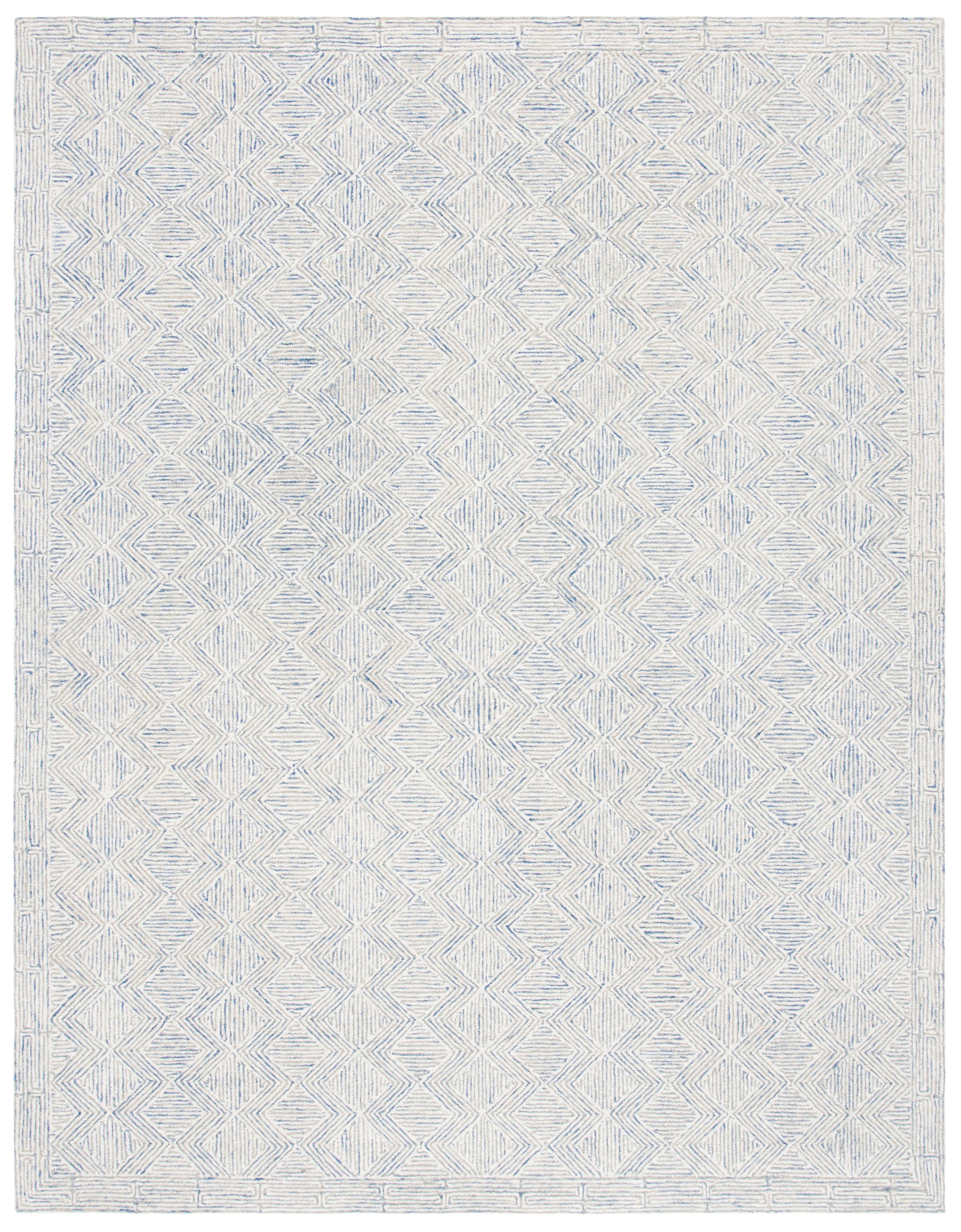 SAFAVIEH Micro-Loop Herbert Geometric Area Rug, Blue/Ivory, 9' x 12'