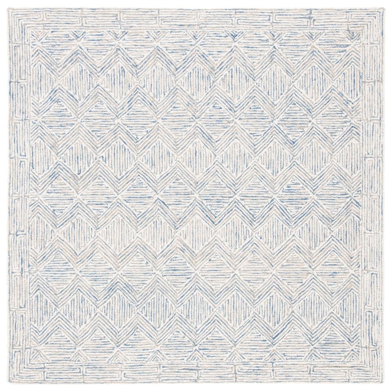 SAFAVIEH Micro-Loop MLP538M Handmade Blue / Ivory Rug