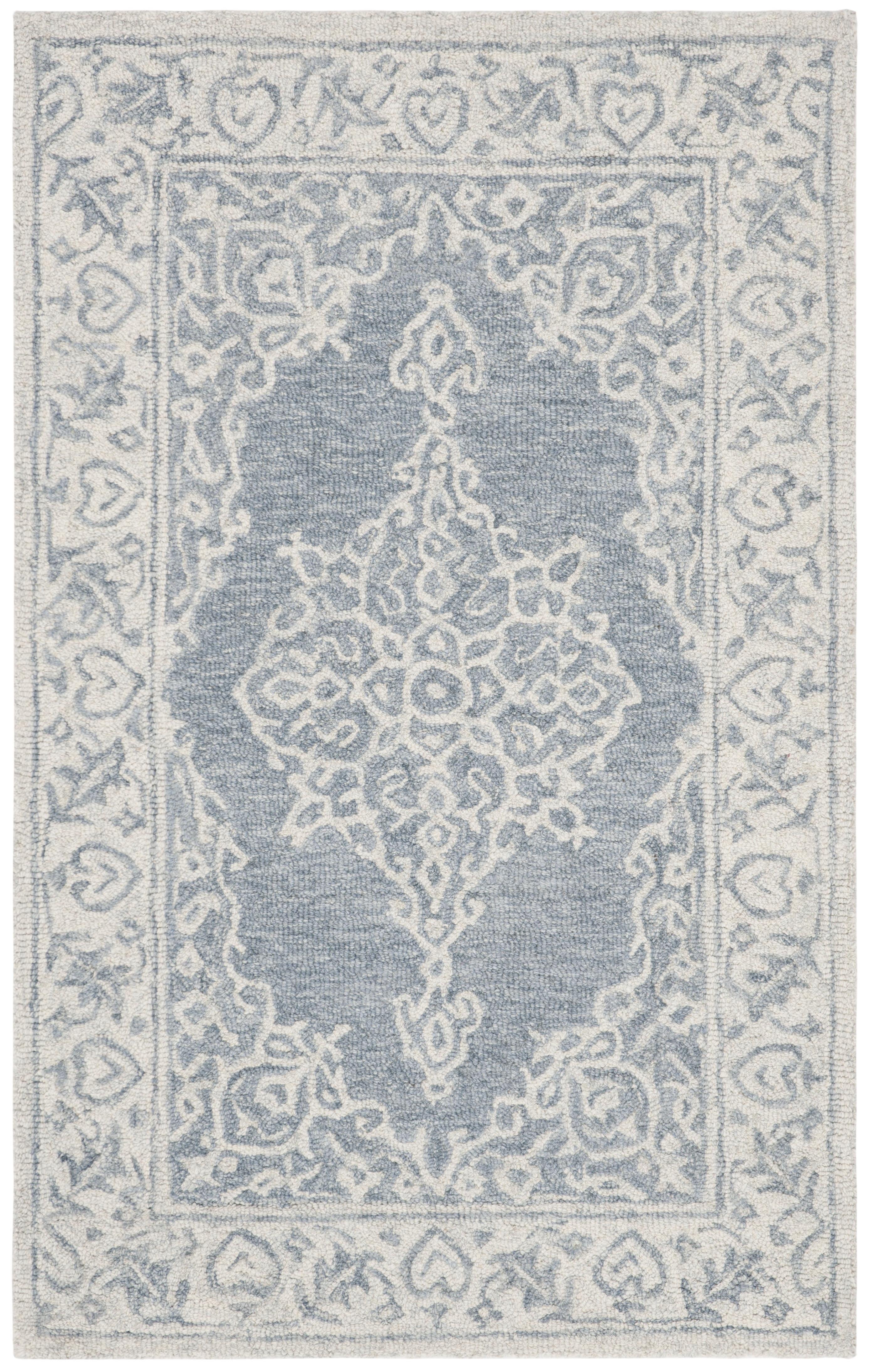 Hand-Tufted Artisan Blue Wool Rectangular Accent Rug - 2'6" x 4'