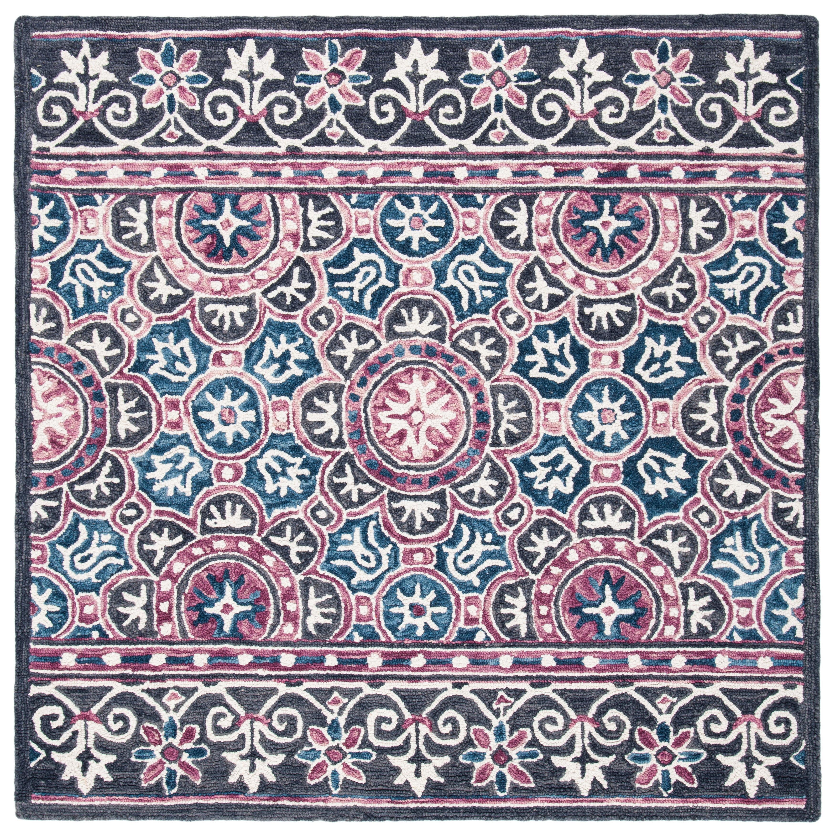 Micro-Loop MLP632 Hand Tufted Area Rug - Ivory/Pink - 5'x5' - Safavieh.