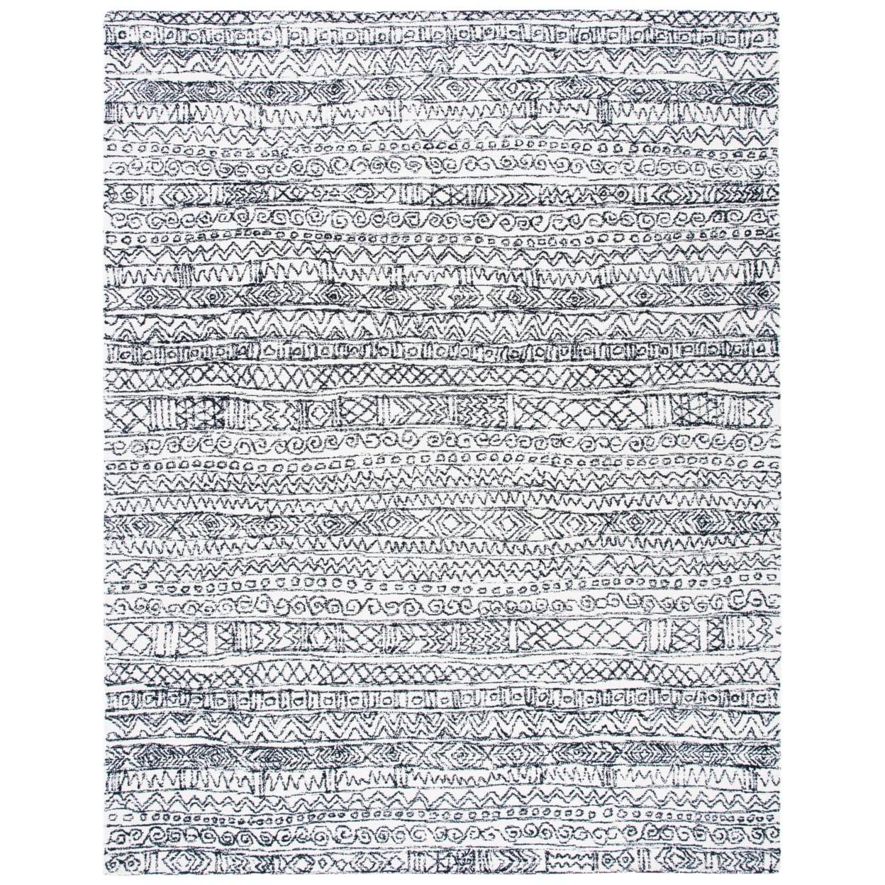 Micro-Loop MLP228 Hand Tufted Indoor Area Rug - Ivory/Black - 5'x8' - Safavieh