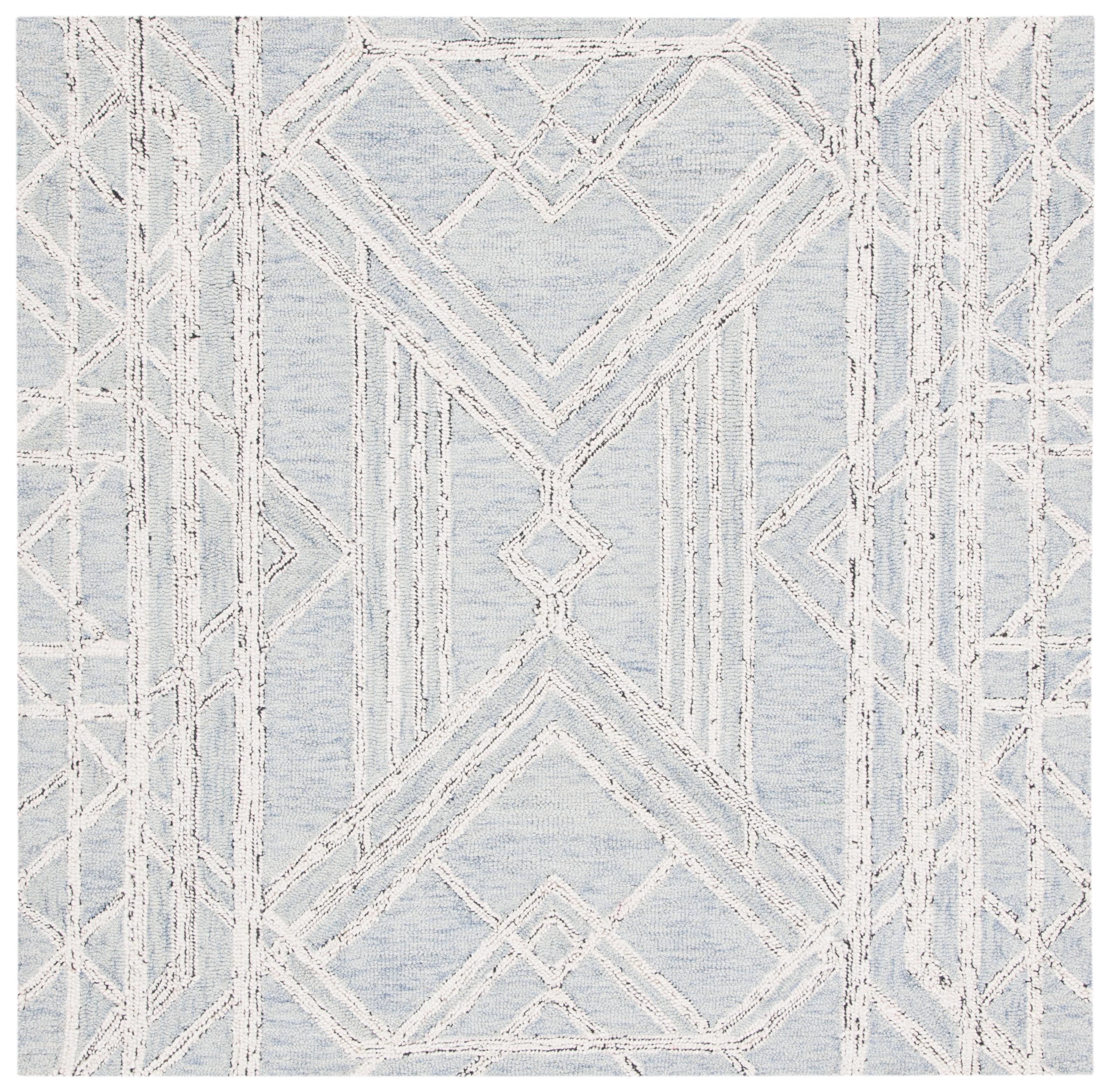 Micro-Loop MLP173 Hand Tufted Area Rug - Light Blue/Ivory - 5'x5' - Safavieh.