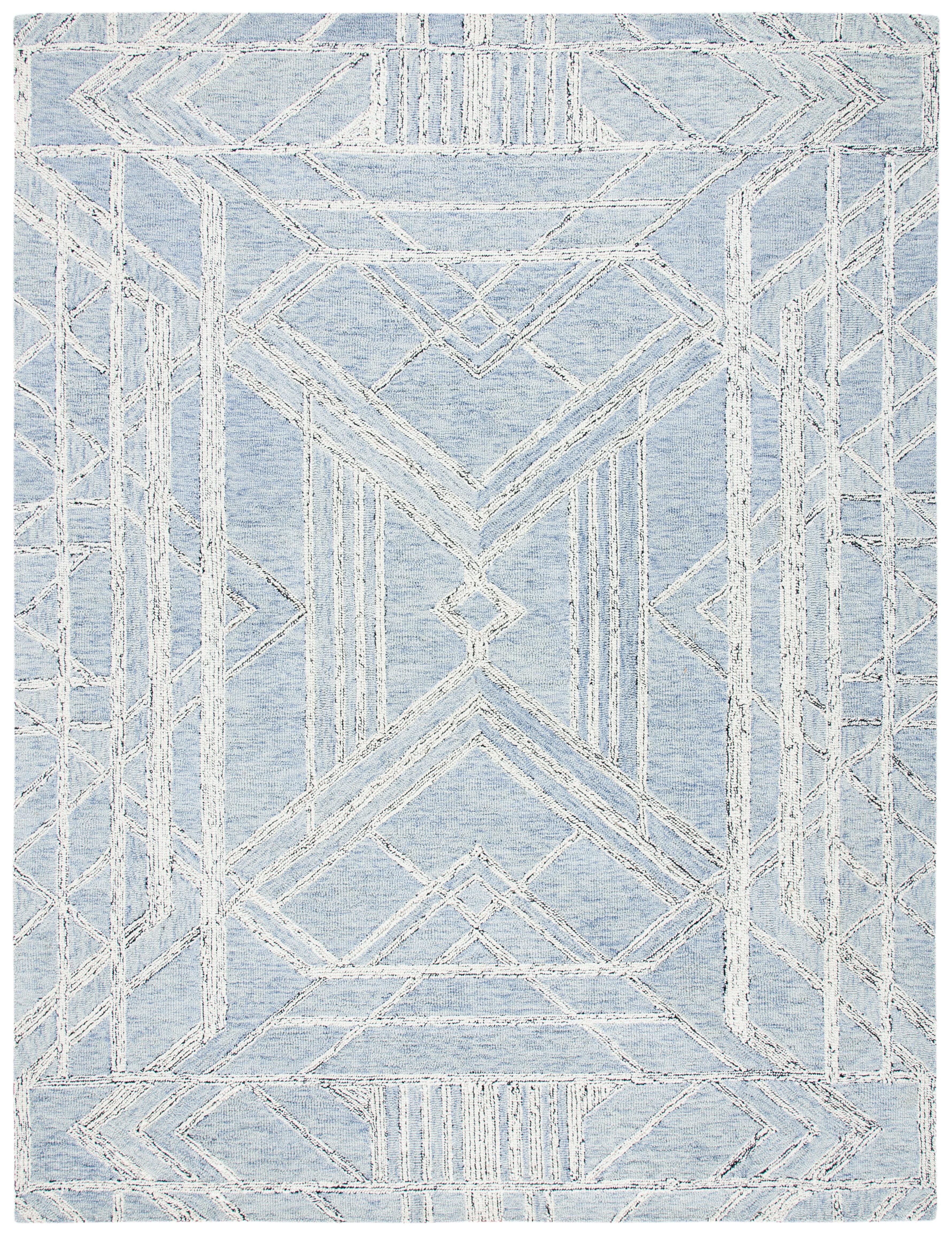 SAFAVIEH Micro-Loop Randall Geometric Area Rug, Light Blue/Ivory, 8' x 10'