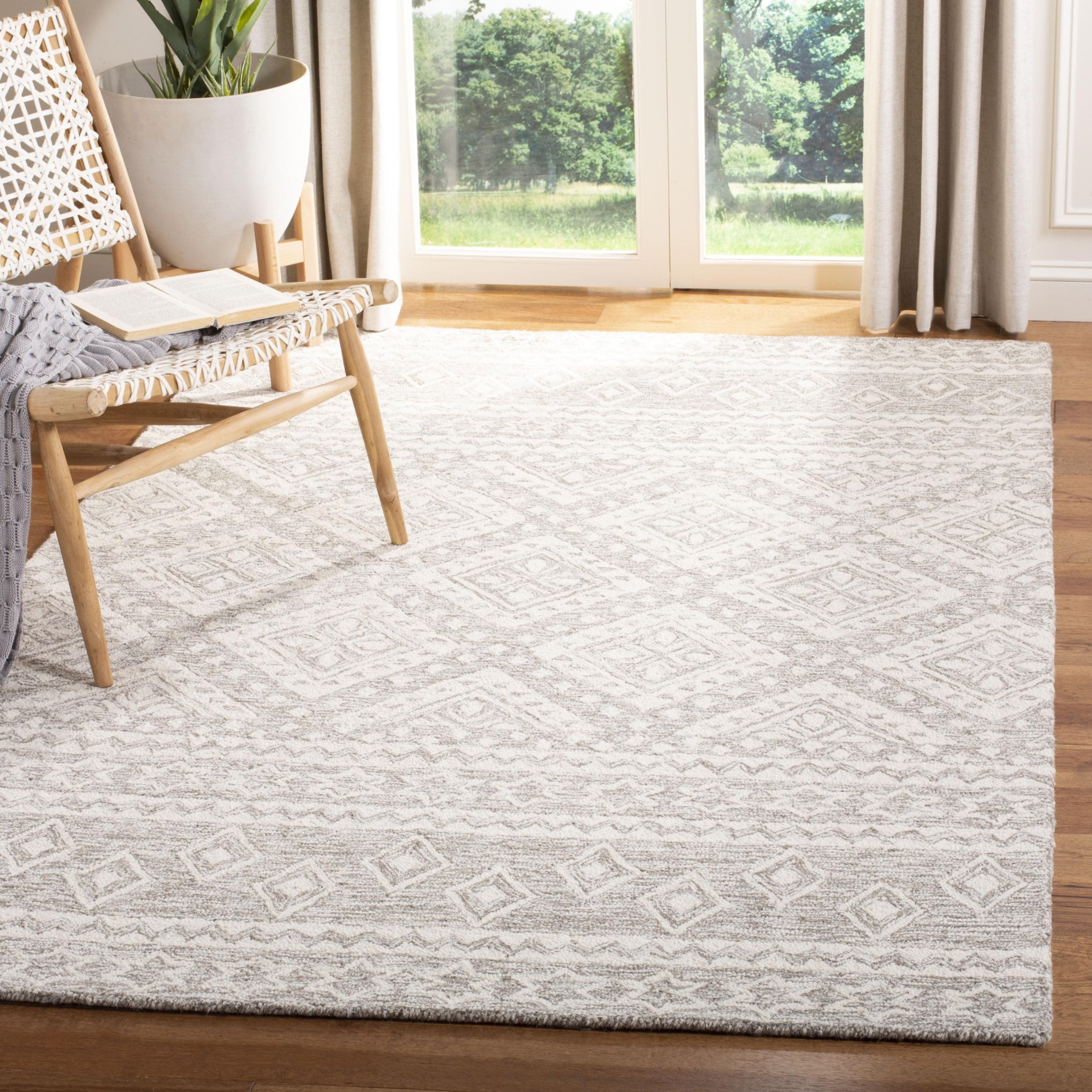 Micro-Loop MLP501 Hand Tufted Indoor Area Rug - Dark Grey/Ivory - 5'x8' - Safavieh
