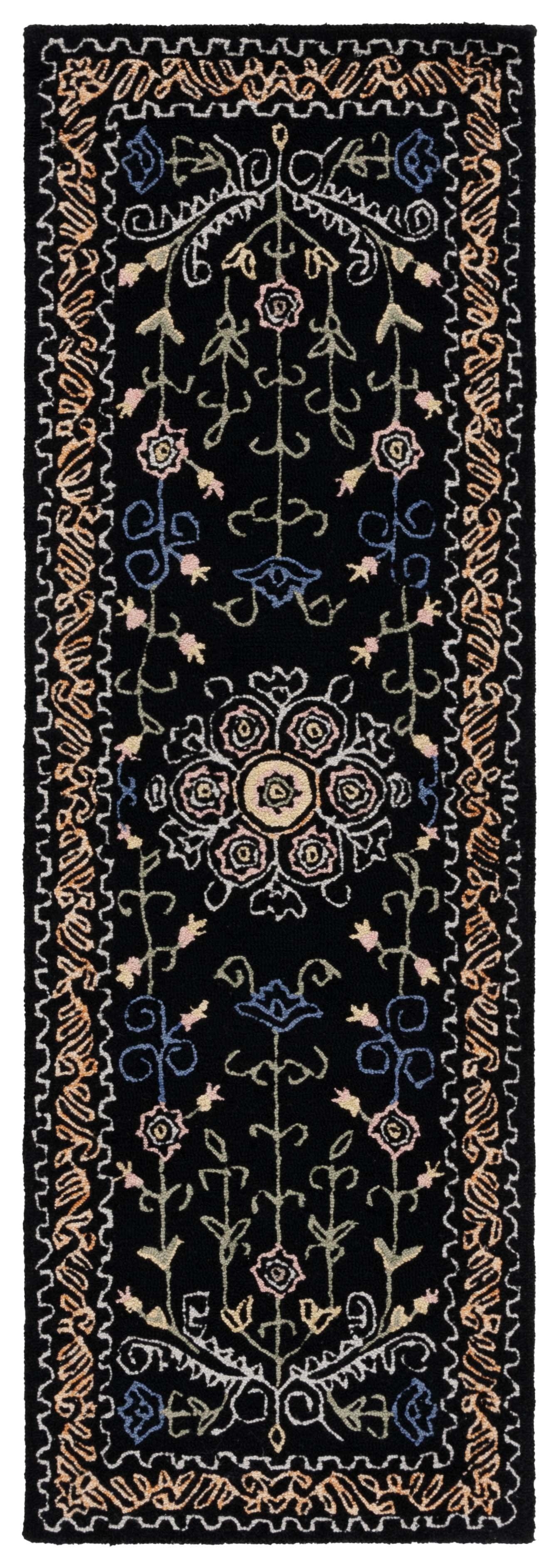 Micro-Loop MLP522 Hand Tufted Runner Rug - Black/Green - 2'3"x9' - Safavieh.