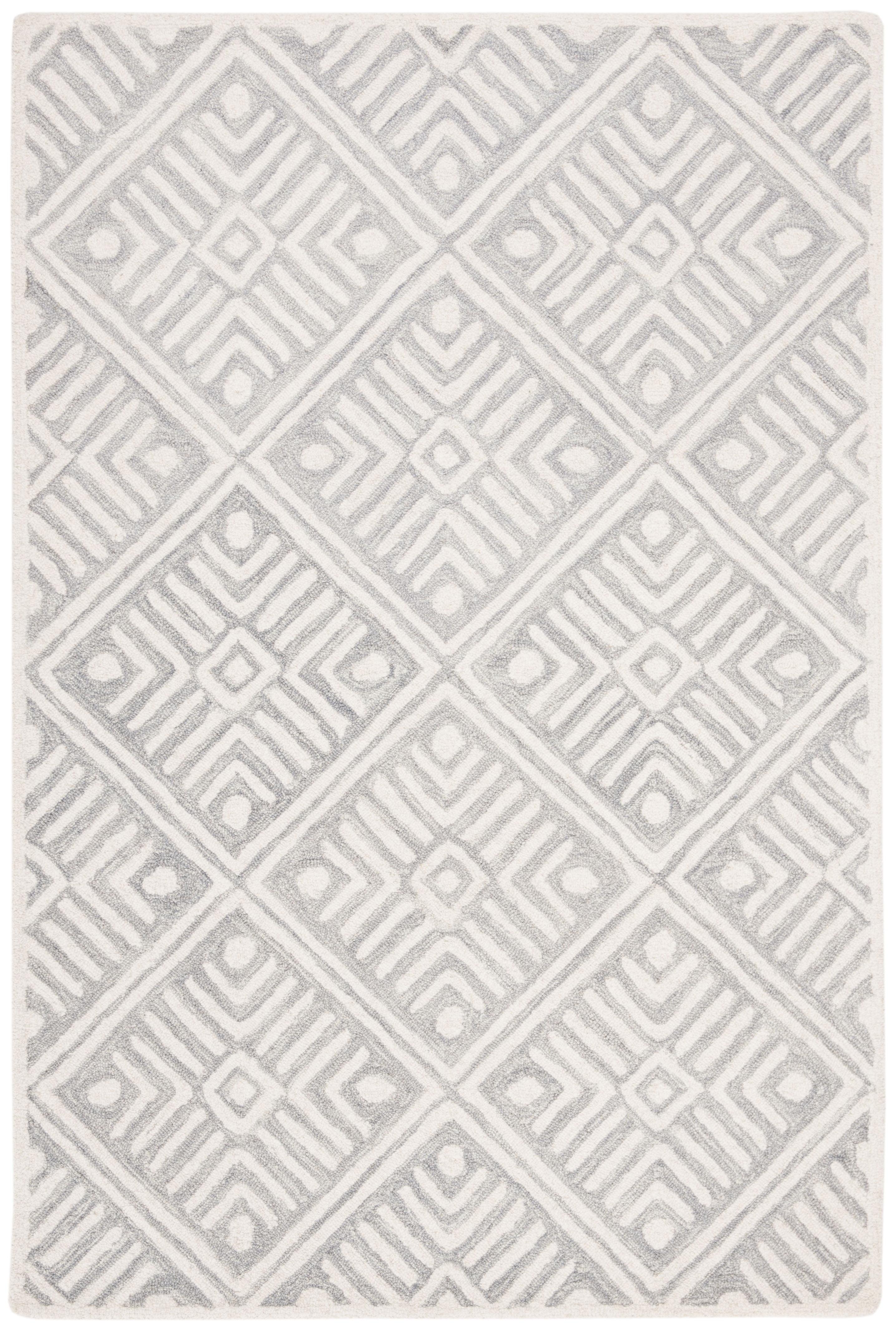 Hand-Tufted Elegance Round Wool Area Rug in Gray, 47"