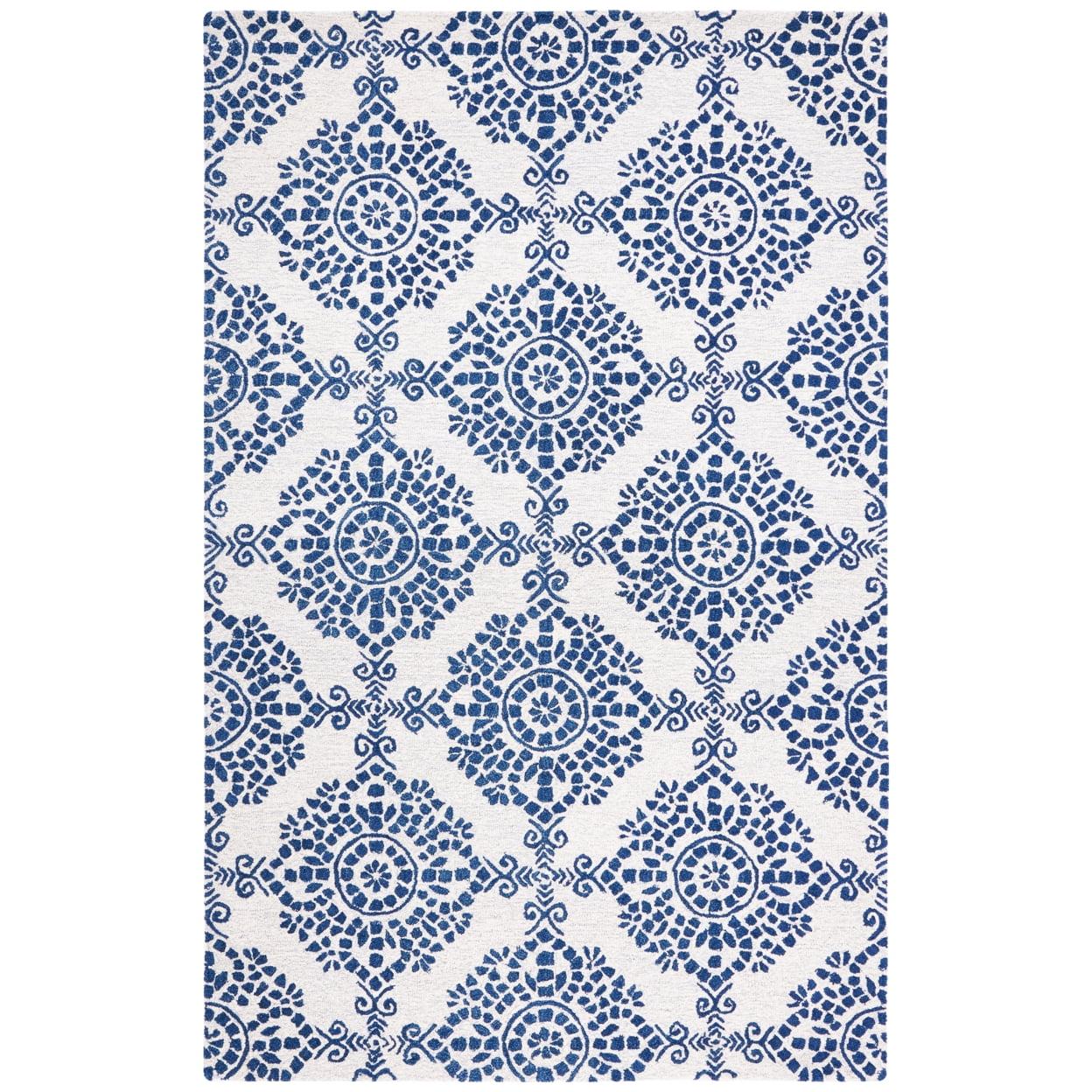 Micro-Loop MLP647 Hand Tufted Area Rug - Ivory/Blue - 5'x8' - Safavieh.
